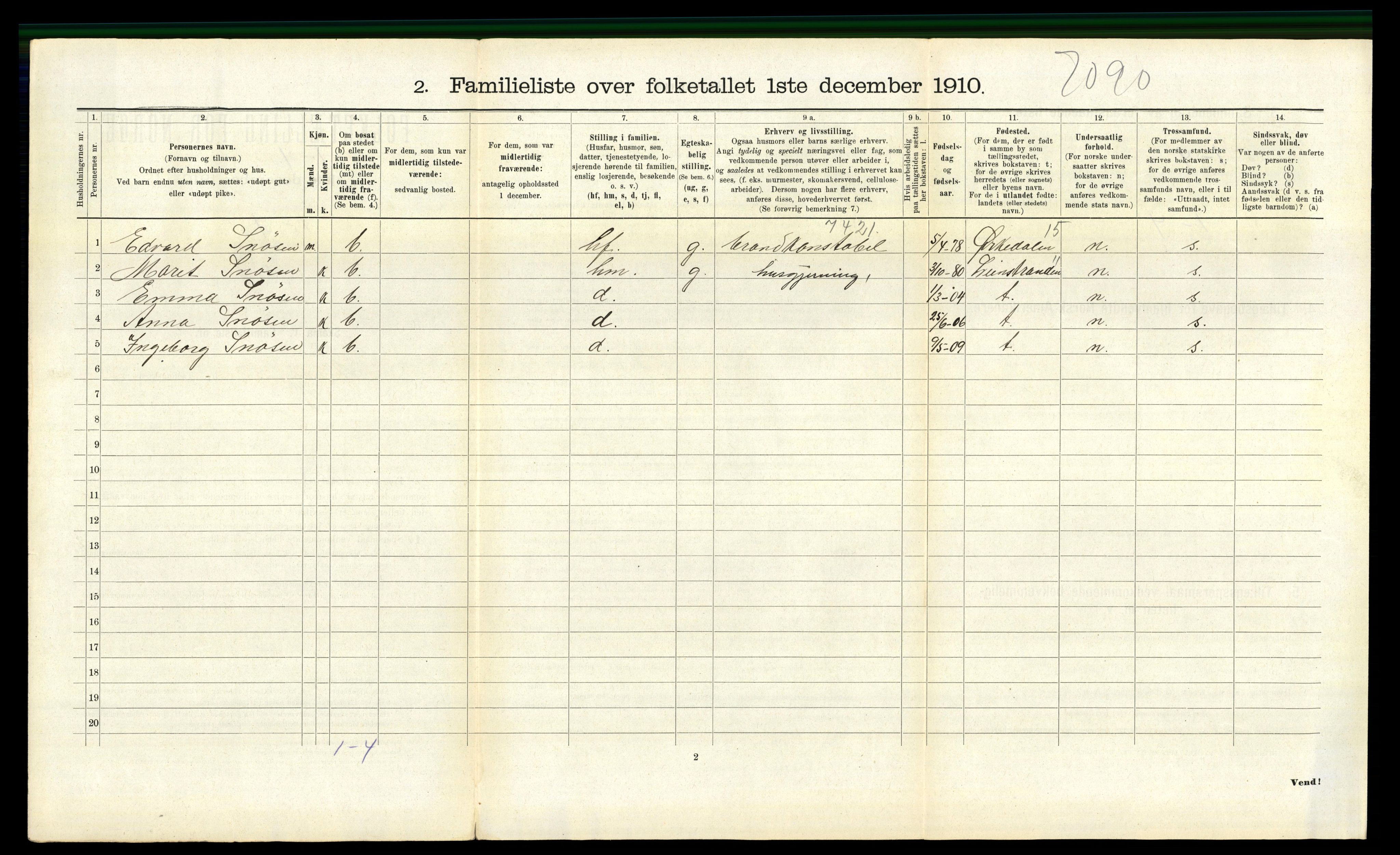 RA, 1910 census for Trondheim, 1910, p. 9342