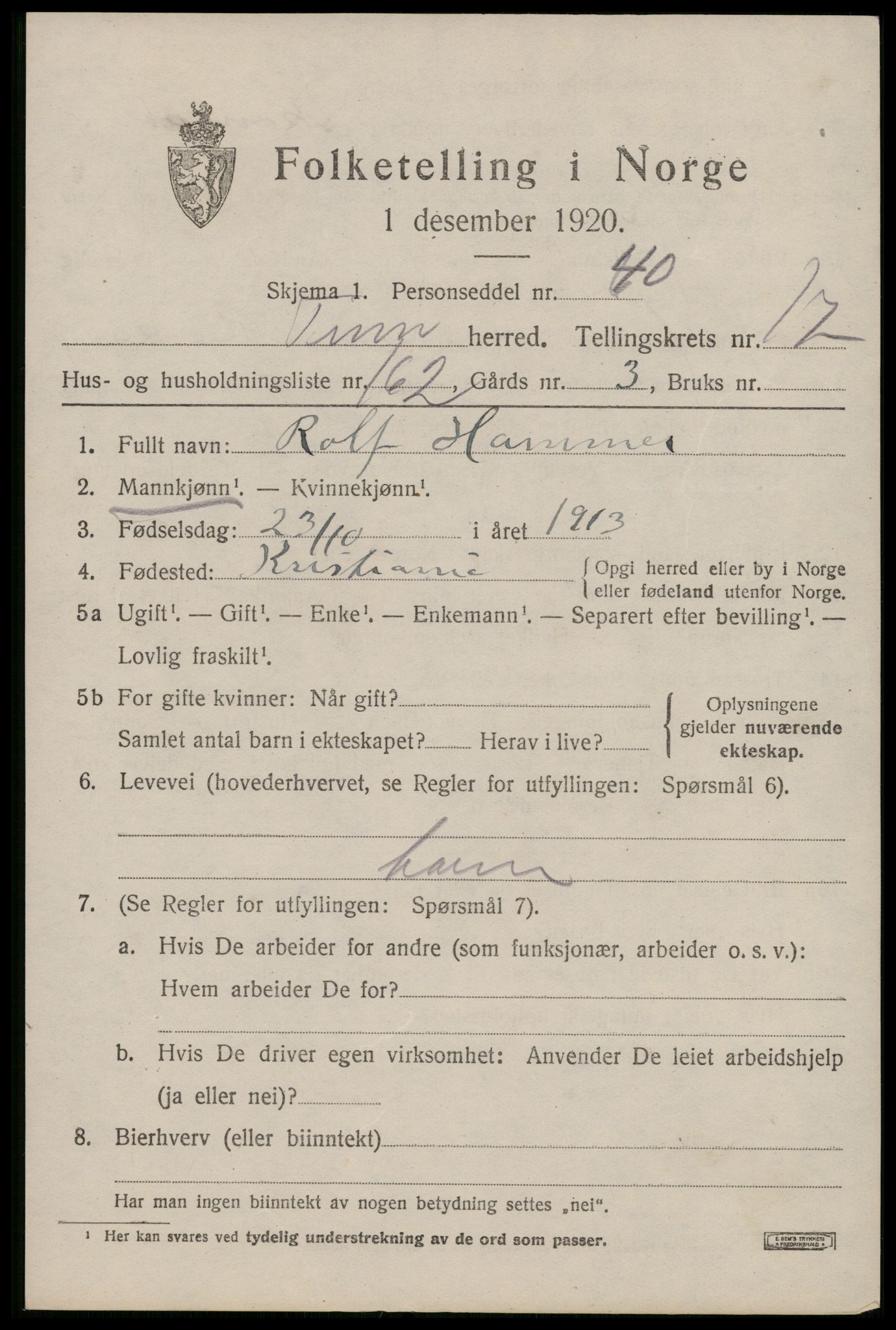 SAKO, 1920 census for Tinn, 1920, p. 22896