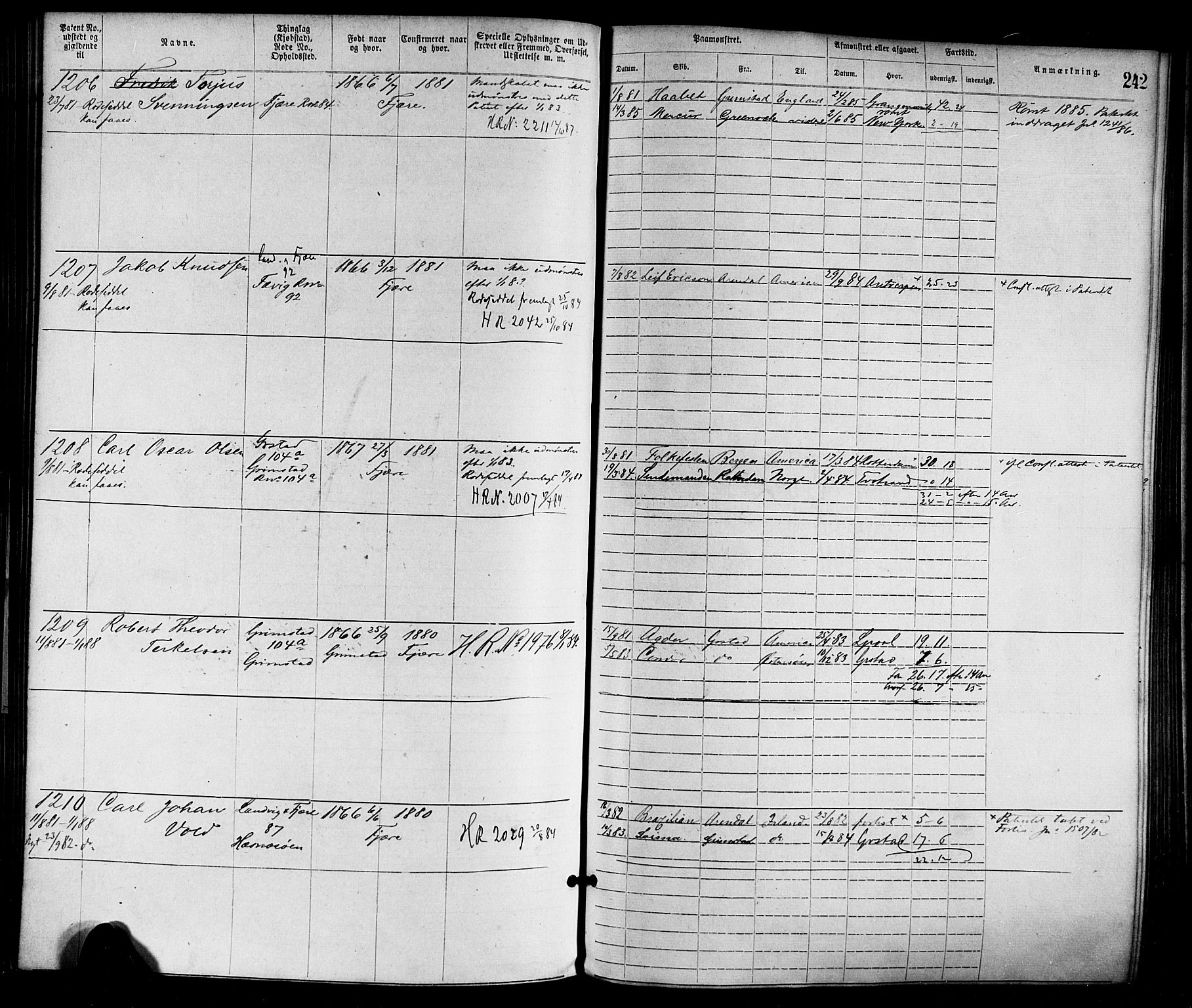 Grimstad mønstringskrets, AV/SAK-2031-0013/F/Fa/L0001: Annotasjonsrulle nr 1-1920 med register, F-1, 1870-1892, p. 272