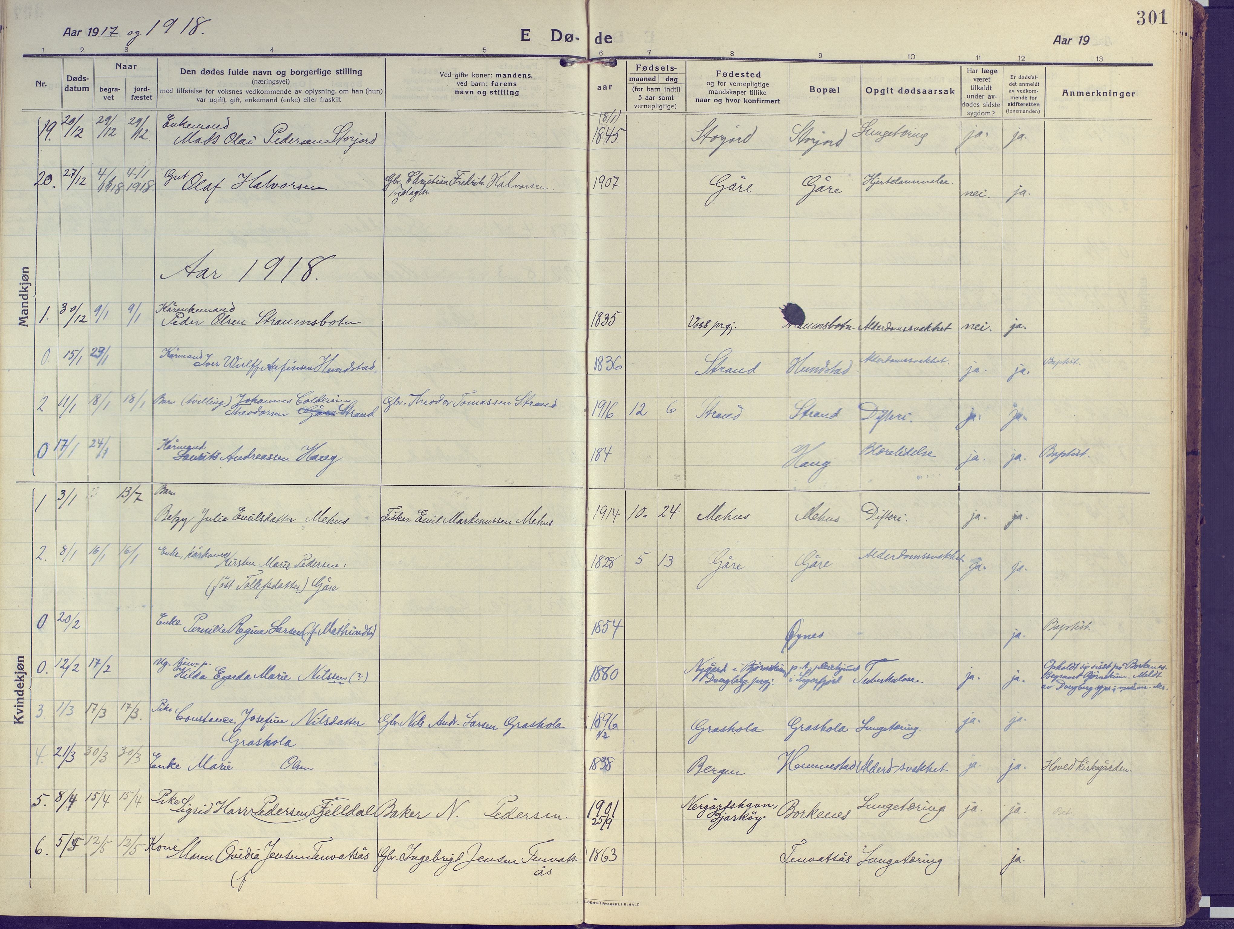 Kvæfjord sokneprestkontor, SATØ/S-1323/G/Ga/Gaa/L0007kirke: Parish register (official) no. 7, 1915-1931, p. 301