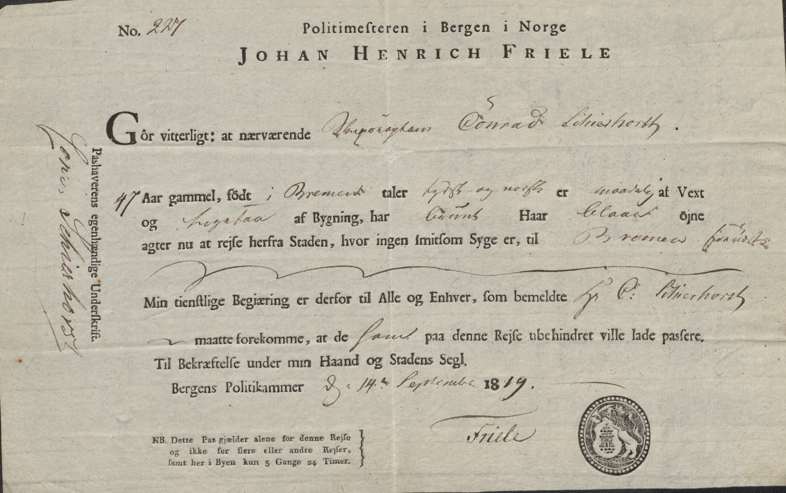 Bergen politikammer / politidistrikt, SAB/A-60401/L.b, 1816-1822, p. 18