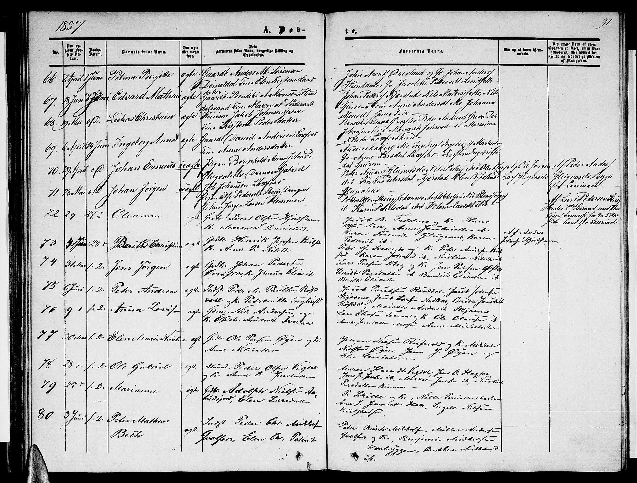 Ministerialprotokoller, klokkerbøker og fødselsregistre - Nordland, AV/SAT-A-1459/820/L0301: Parish register (copy) no. 820C03, 1851-1858, p. 91