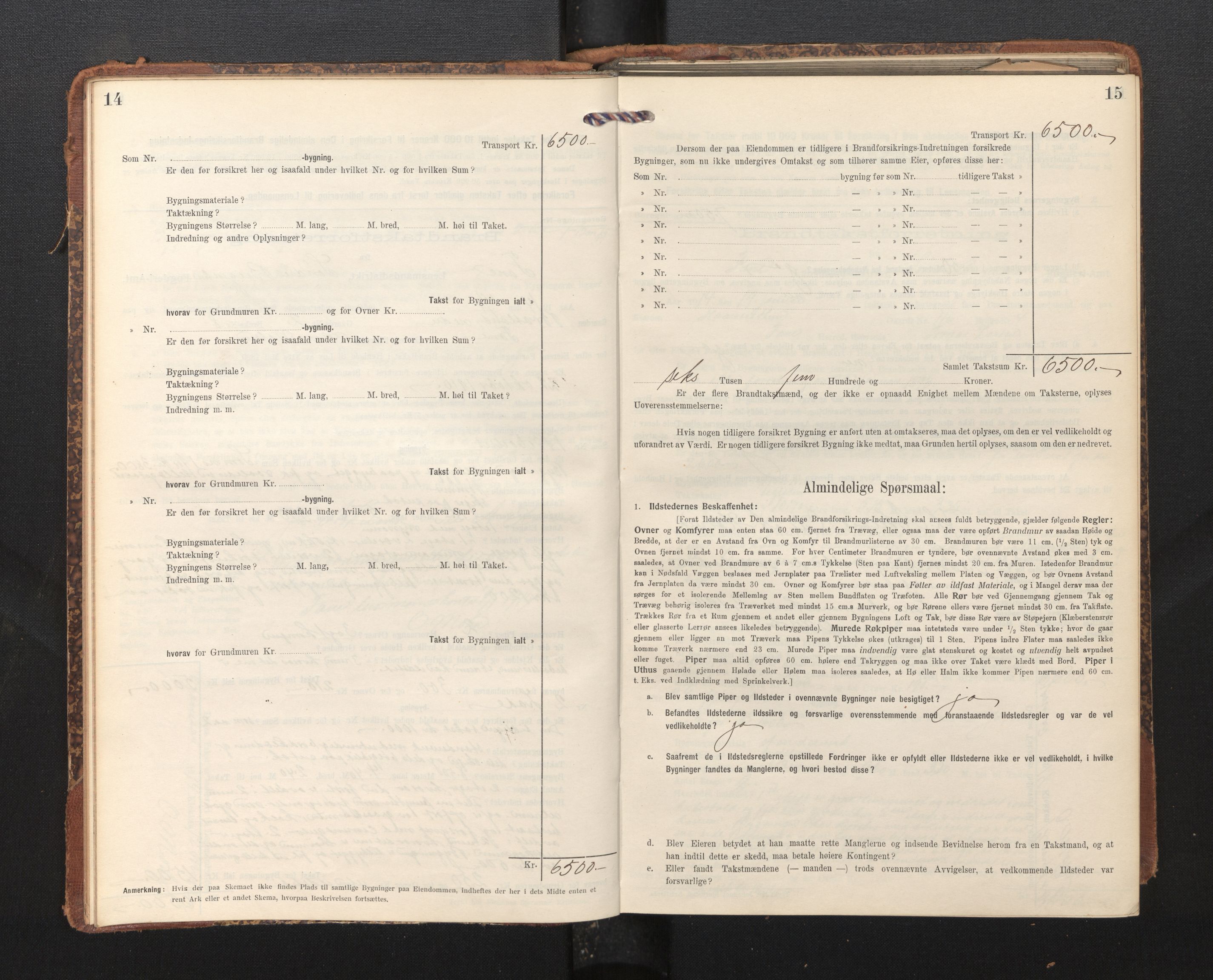 Lensmannen i Fana, AV/SAB-A-31801/0012/L0020: Branntakstprotokoll skjematakst, 1912-1917, p. 14-15