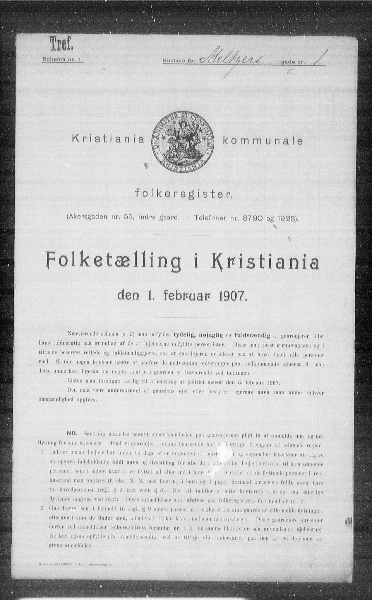 OBA, Municipal Census 1907 for Kristiania, 1907, p. 33263