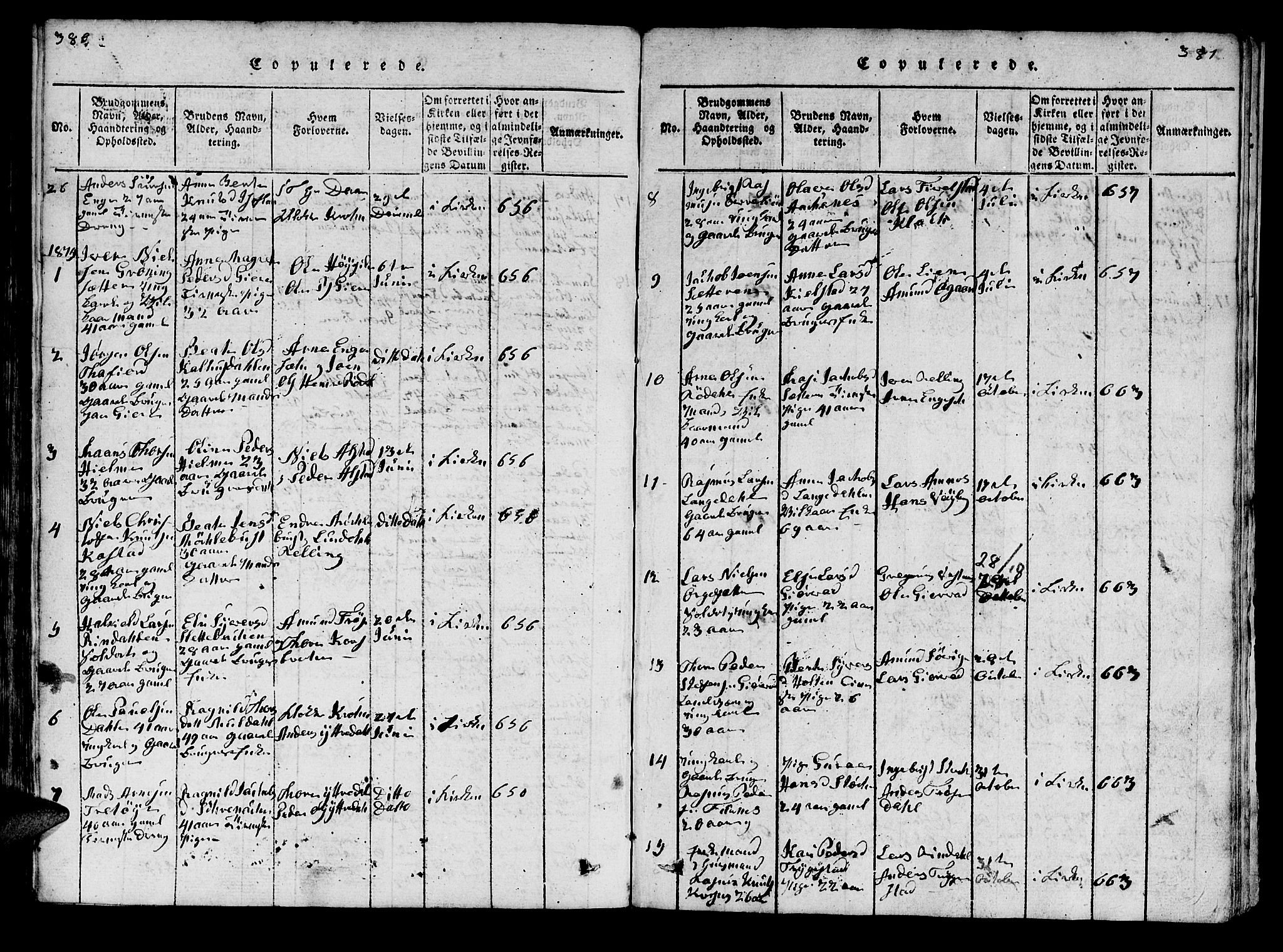 Ministerialprotokoller, klokkerbøker og fødselsregistre - Møre og Romsdal, SAT/A-1454/519/L0246: Parish register (official) no. 519A05, 1817-1834, p. 380-381