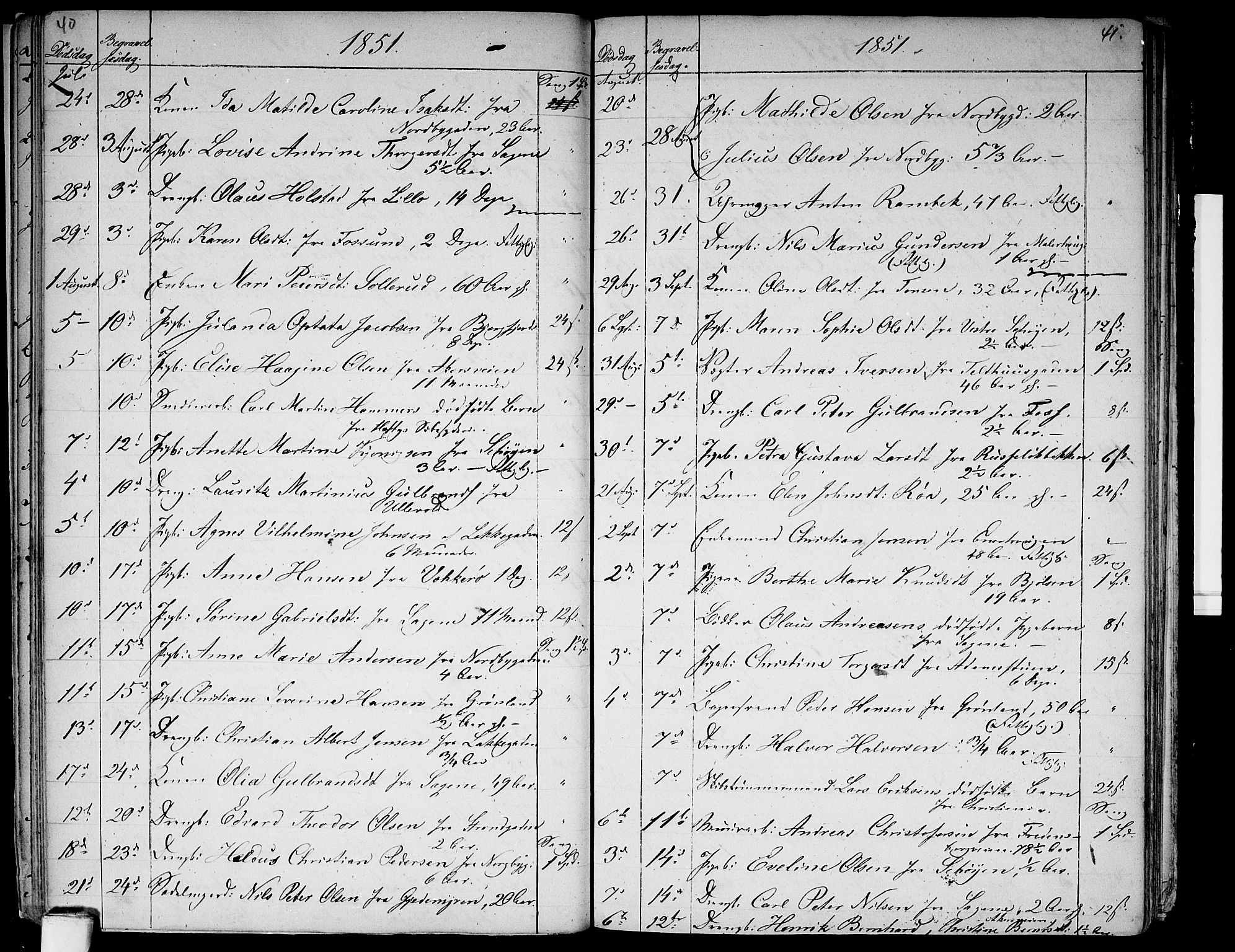 Aker prestekontor kirkebøker, AV/SAO-A-10861/G/L0012: Parish register (copy) no. 12, 1846-1860, p. 40-41