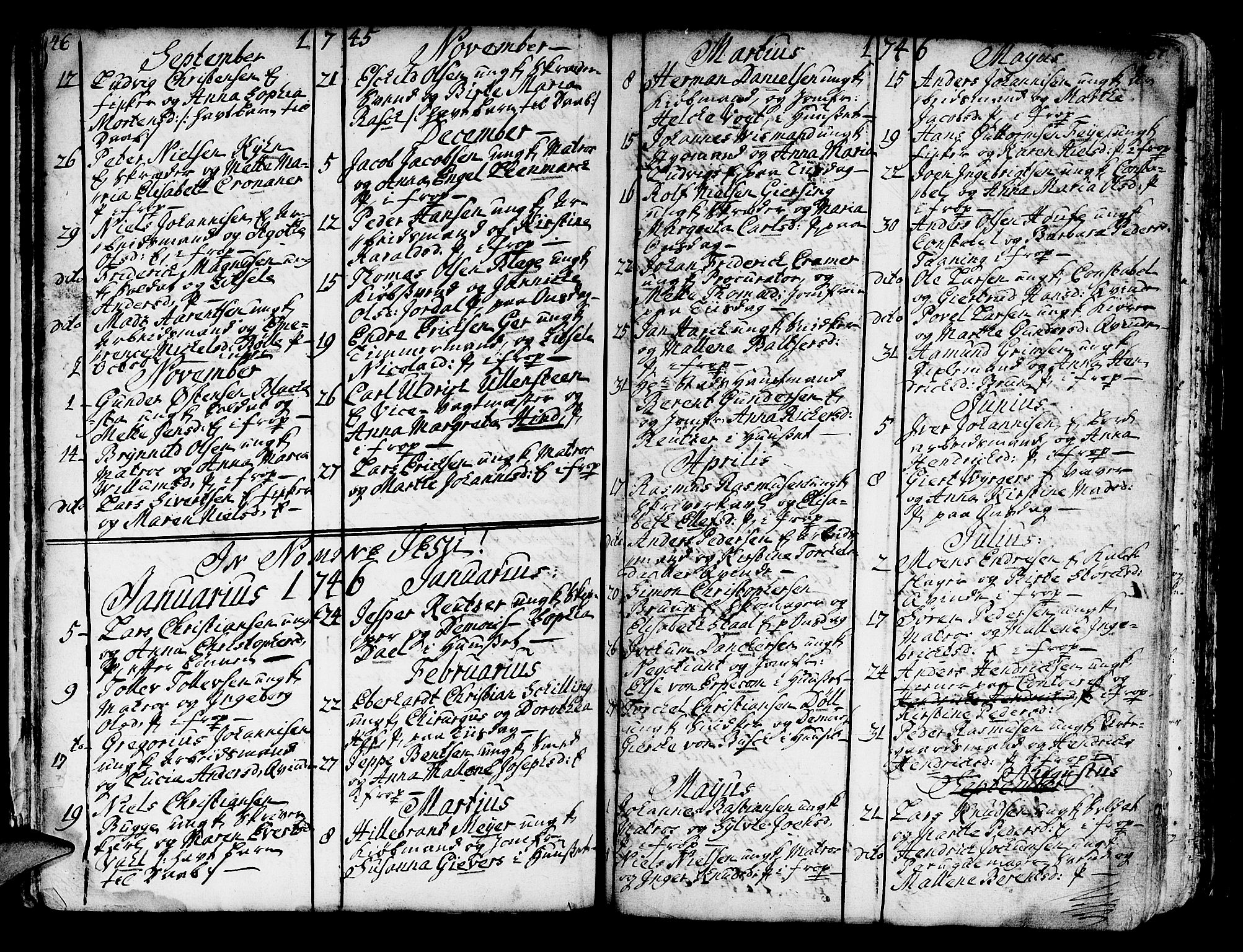 Domkirken sokneprestembete, SAB/A-74801/H/Haa/L0007: Parish register (official) no. A 7, 1725-1826, p. 46-47