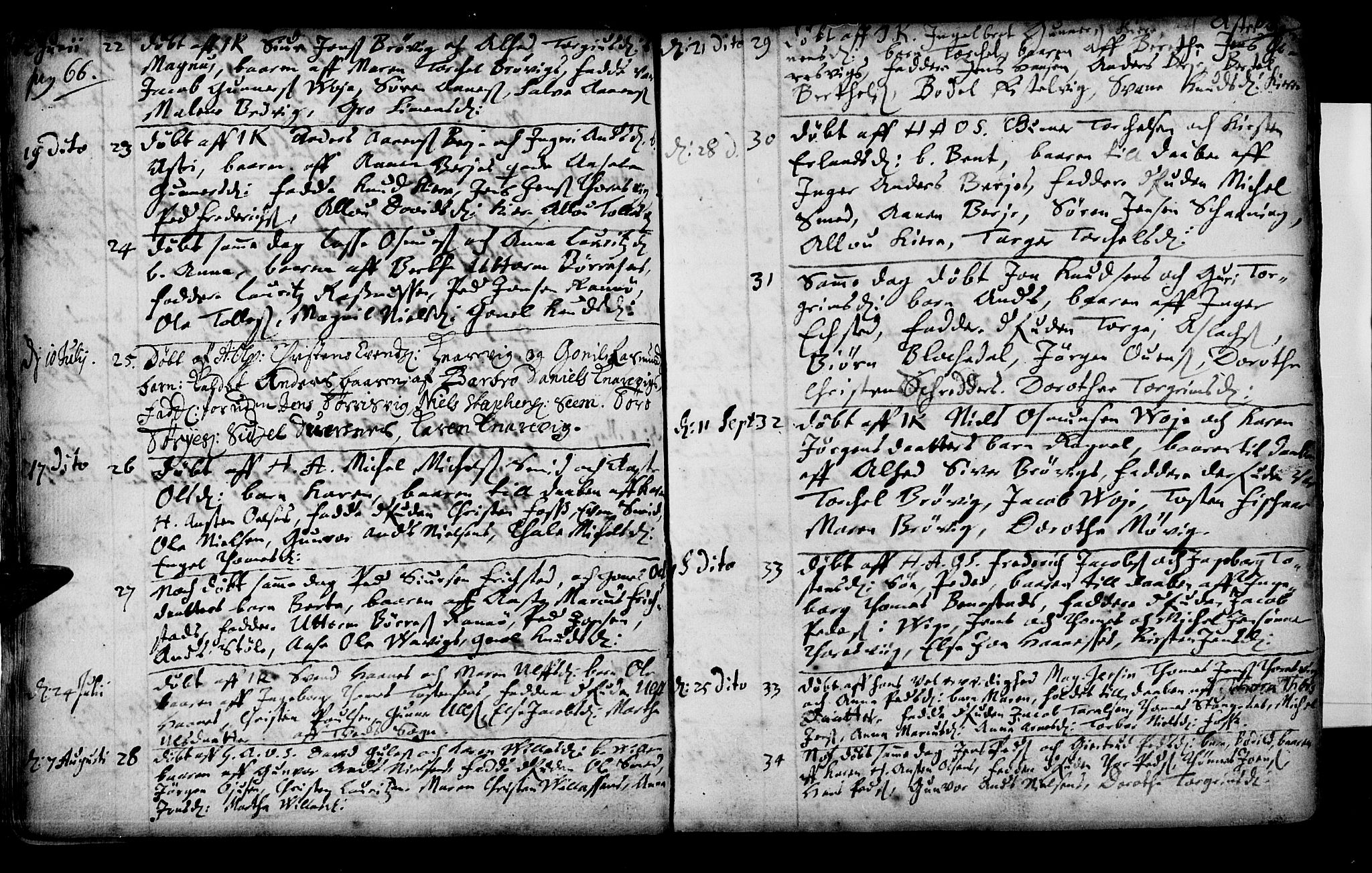 Oddernes sokneprestkontor, AV/SAK-1111-0033/F/Fa/Faa/L0001: Parish register (official) no. A 1, 1692-1718, p. 66-67