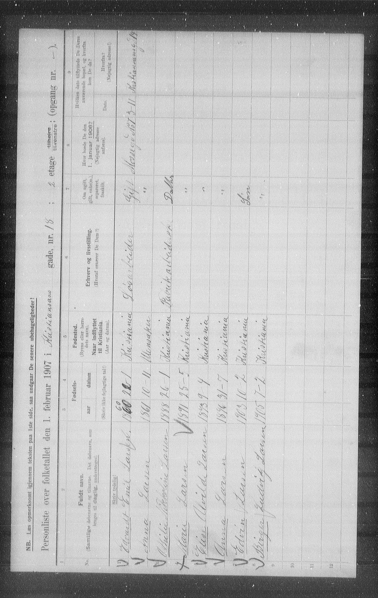 OBA, Municipal Census 1907 for Kristiania, 1907, p. 27805