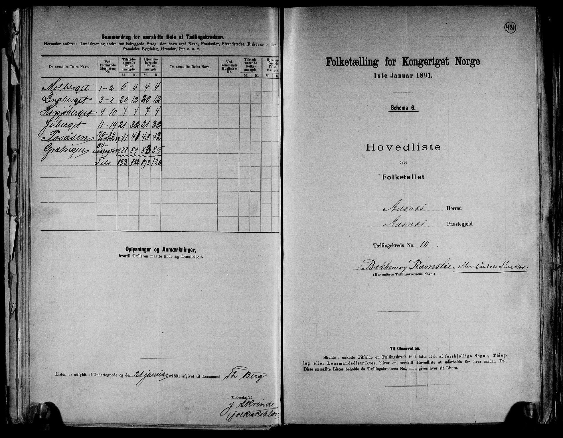 RA, 1891 census for 0425 Åsnes, 1891, p. 28