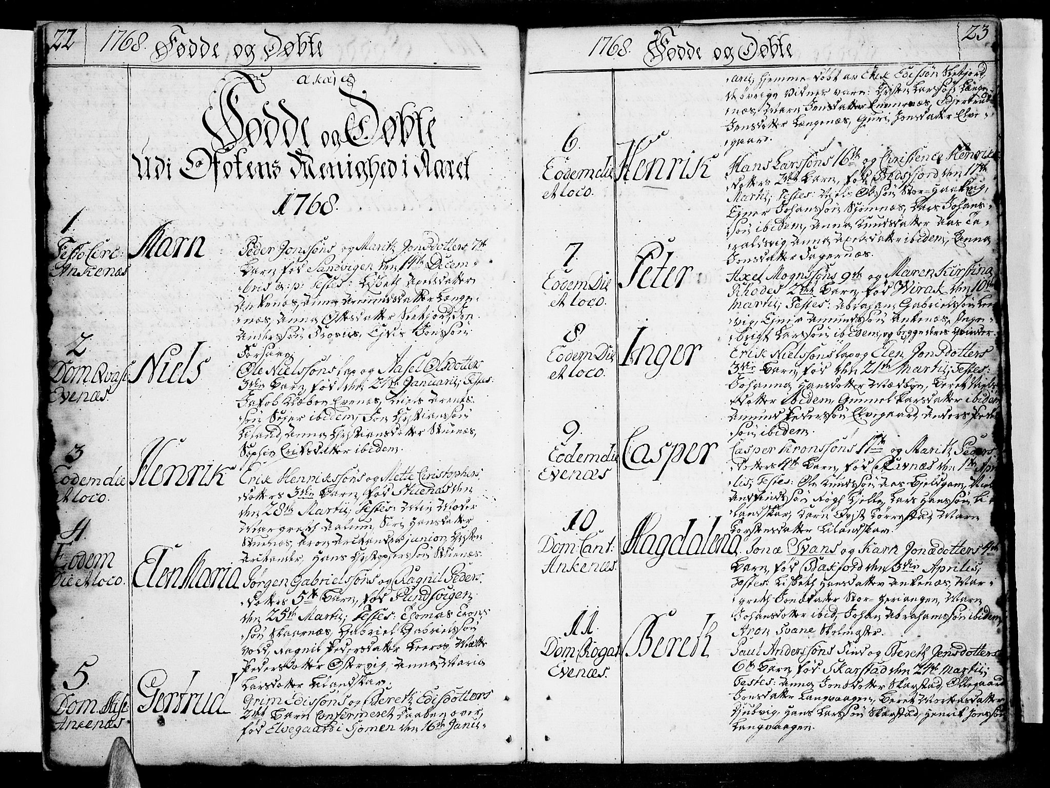 Ministerialprotokoller, klokkerbøker og fødselsregistre - Nordland, SAT/A-1459/863/L0892: Parish register (official) no. 863A04, 1765-1794, p. 22-23