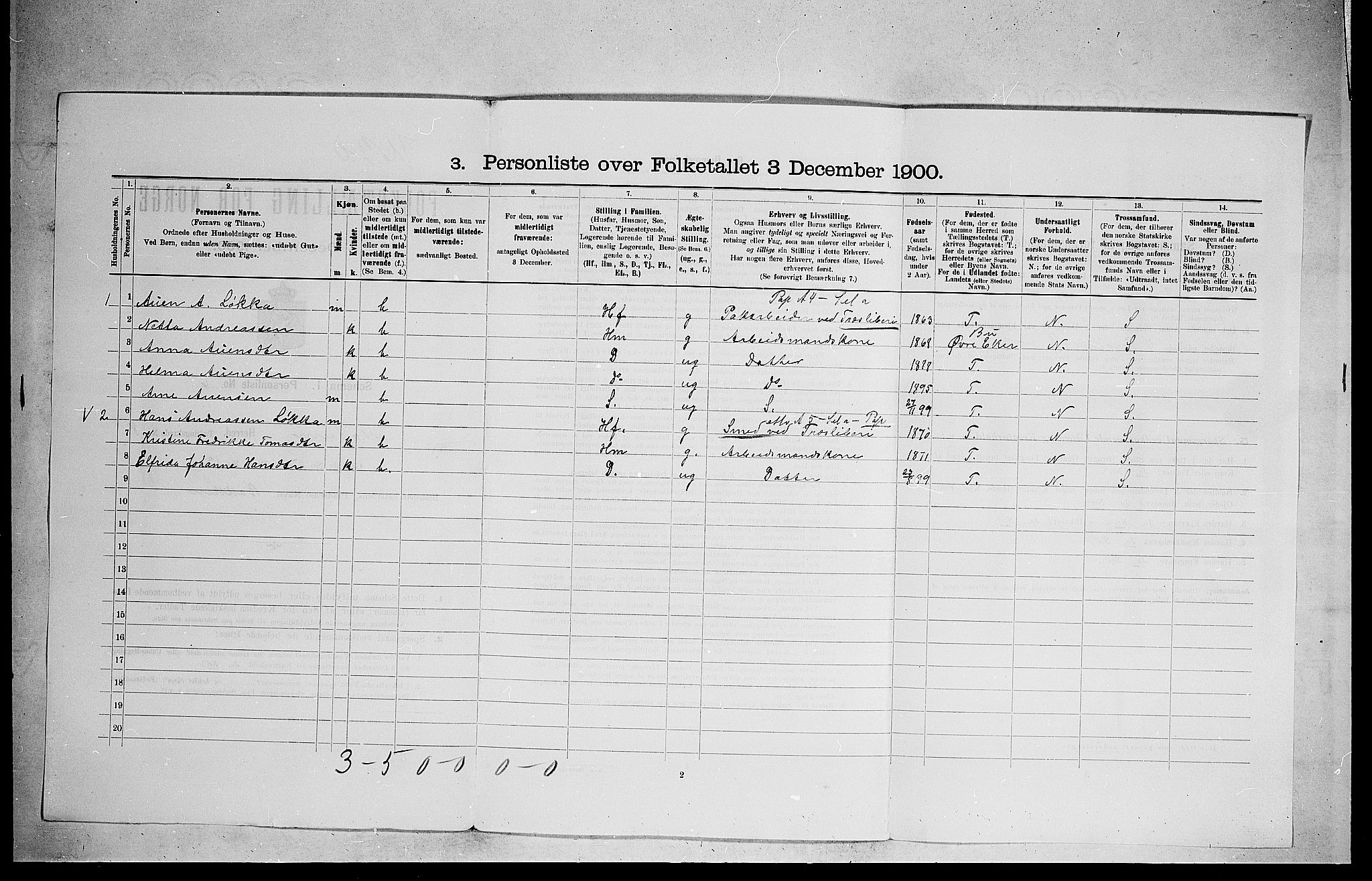 RA, 1900 census for Modum, 1900, p. 917
