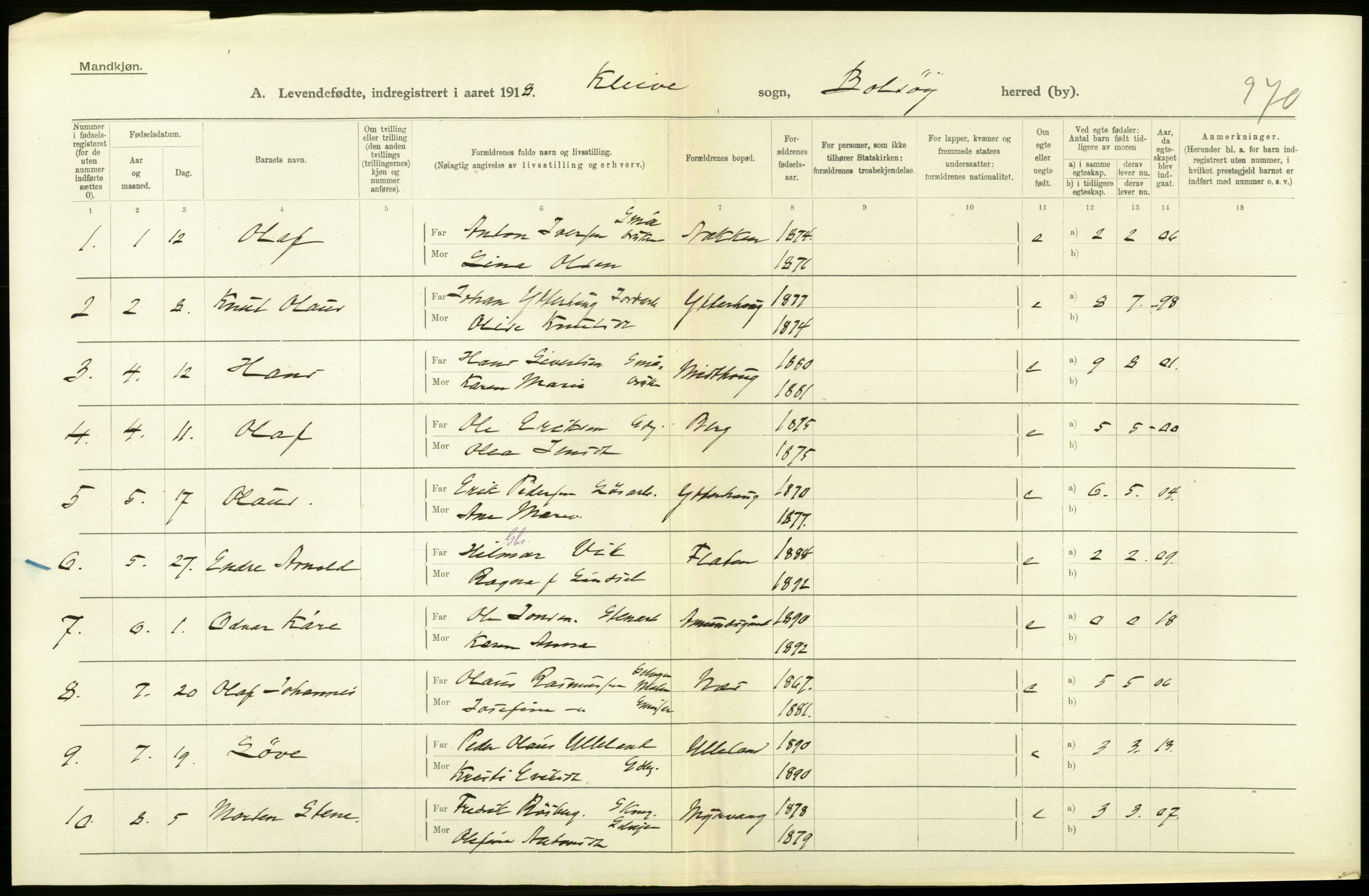 Statistisk sentralbyrå, Sosiodemografiske emner, Befolkning, AV/RA-S-2228/D/Df/Dfb/Dfbh/L0043: Møre fylke: Levendefødte menn og kvinner. Bygder., 1918, p. 468