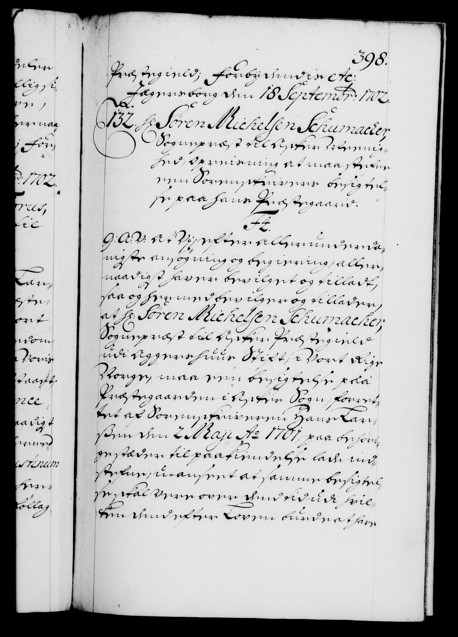 Danske Kanselli 1572-1799, AV/RA-EA-3023/F/Fc/Fca/Fcaa/L0018: Norske registre, 1699-1703, p. 398a