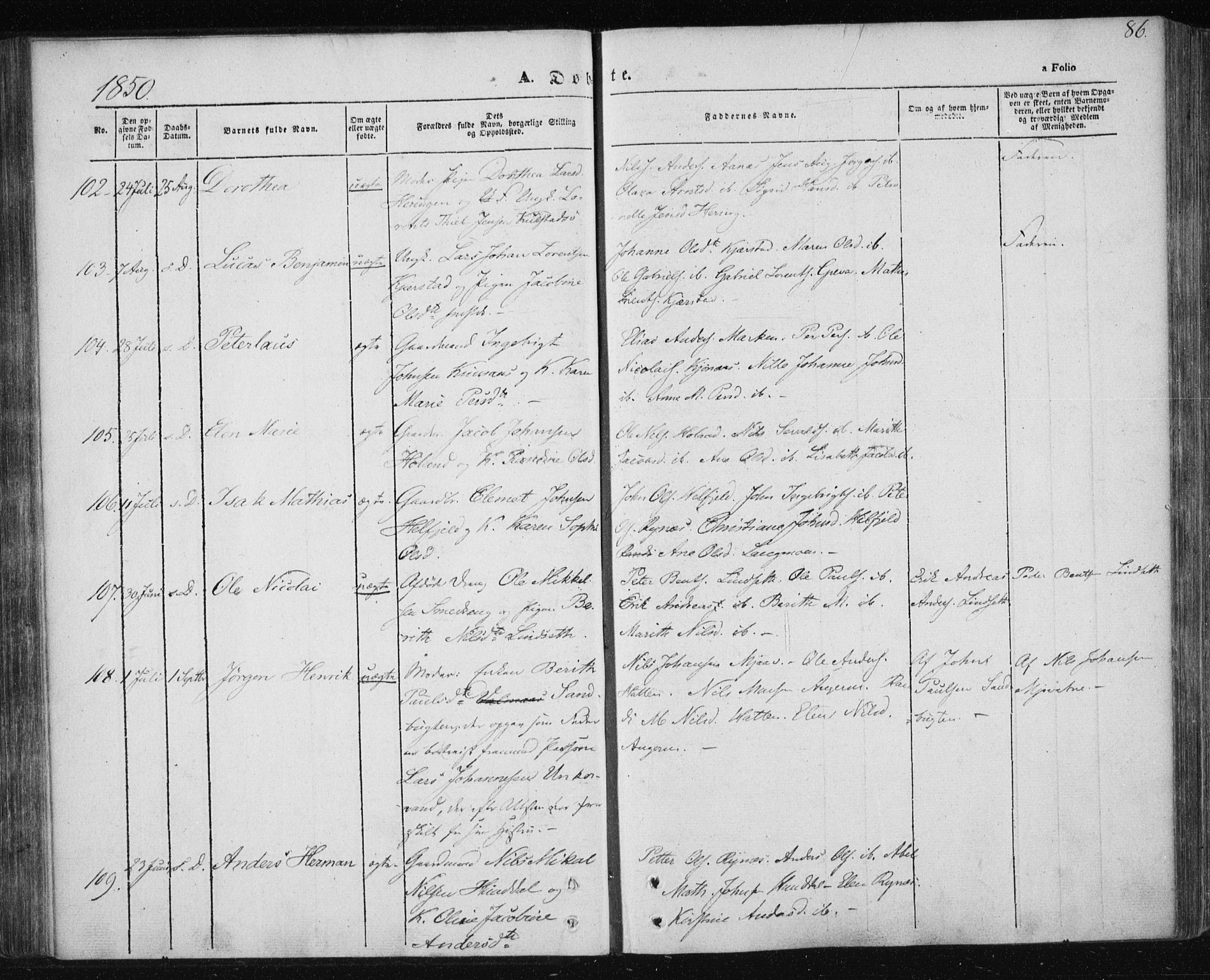 Ministerialprotokoller, klokkerbøker og fødselsregistre - Nordland, SAT/A-1459/820/L0291: Parish register (official) no. 820A12, 1846-1854, p. 86