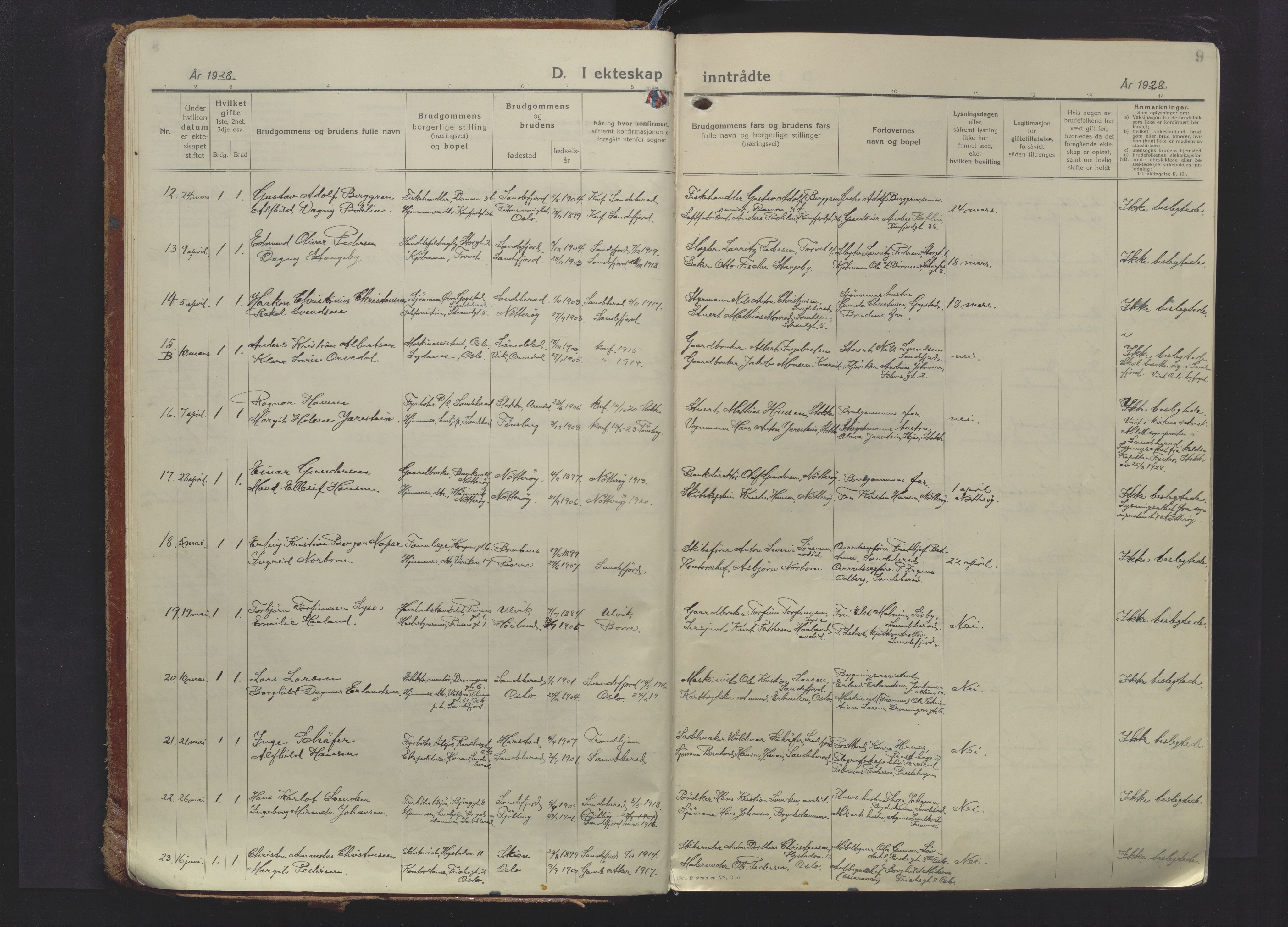 Sandefjord kirkebøker, AV/SAKO-A-315/F/Fa/L0009: Parish register (official) no. 9, 1926-1945, p. 9