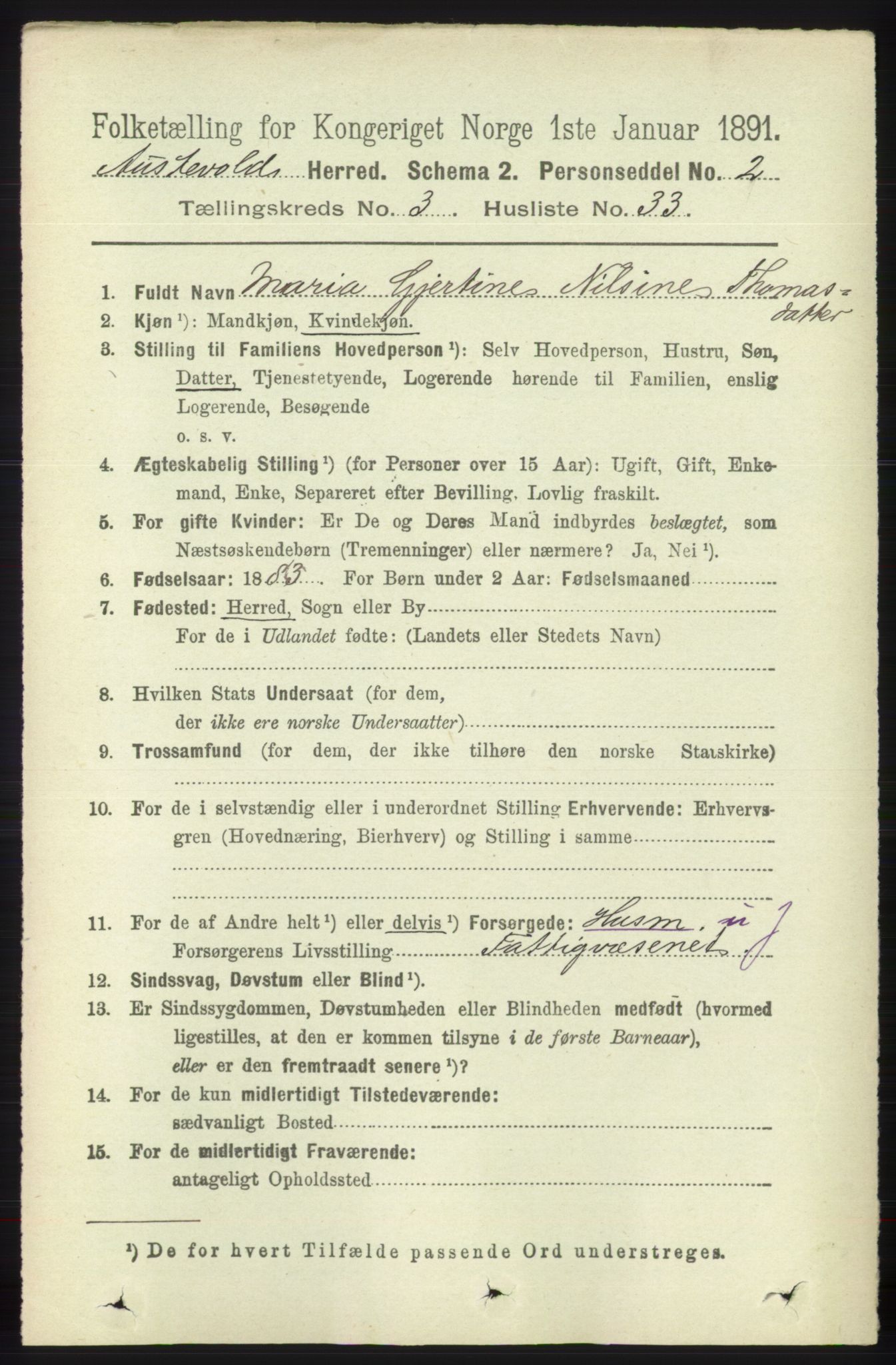 RA, 1891 census for 1244 Austevoll, 1891, p. 1172