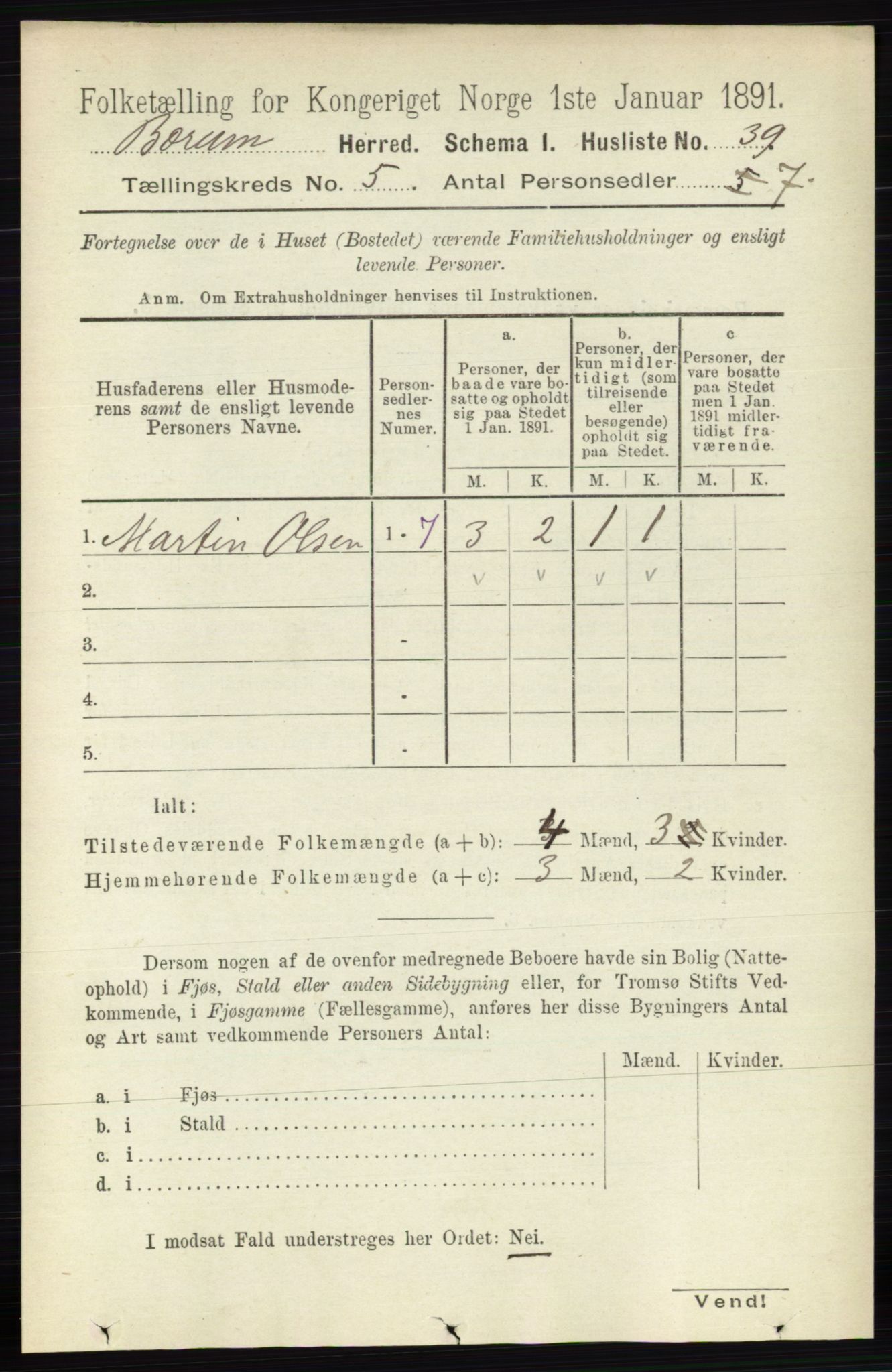 RA, 1891 census for 0219 Bærum, 1891, p. 2975