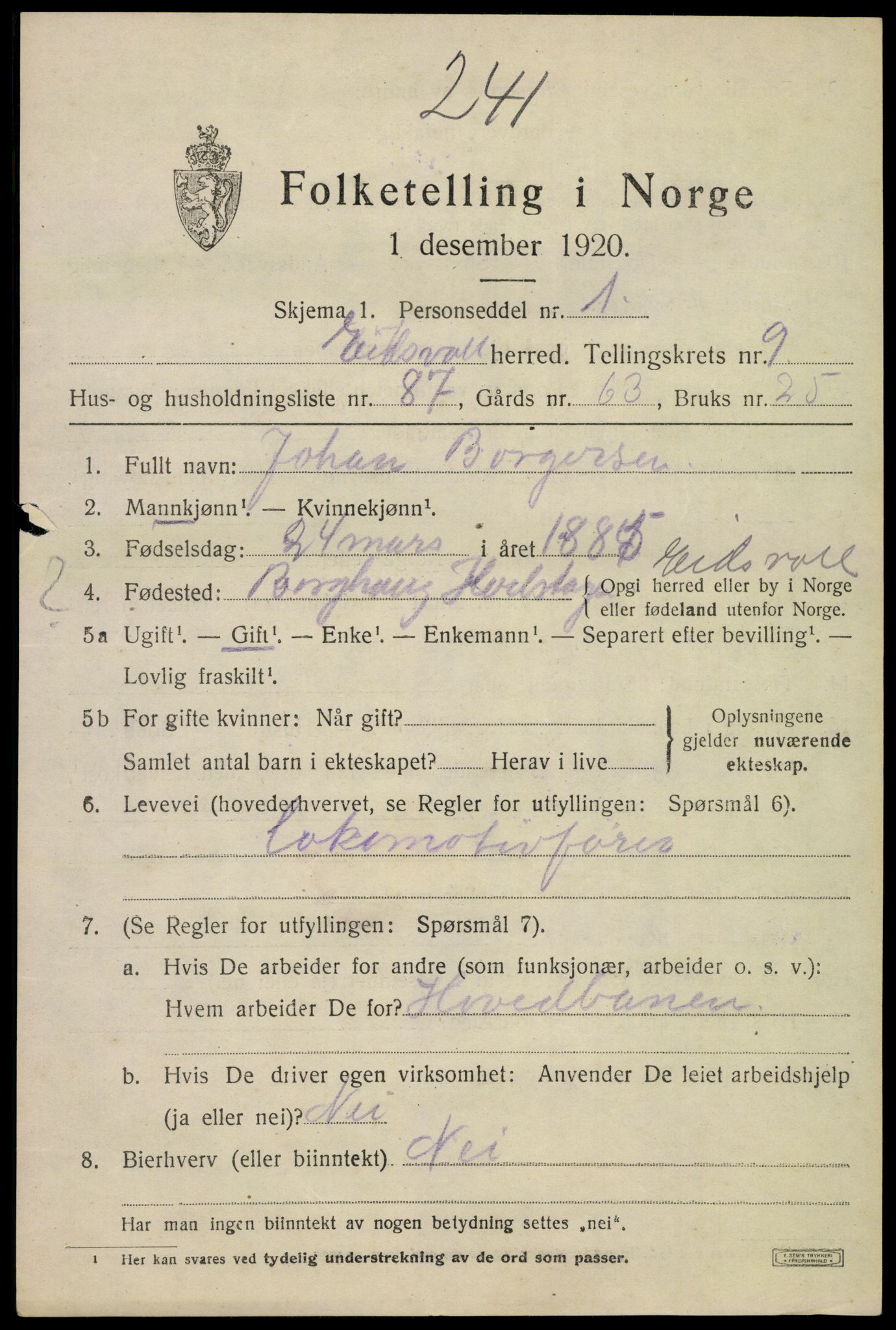 SAO, 1920 census for Eidsvoll, 1920, p. 15443