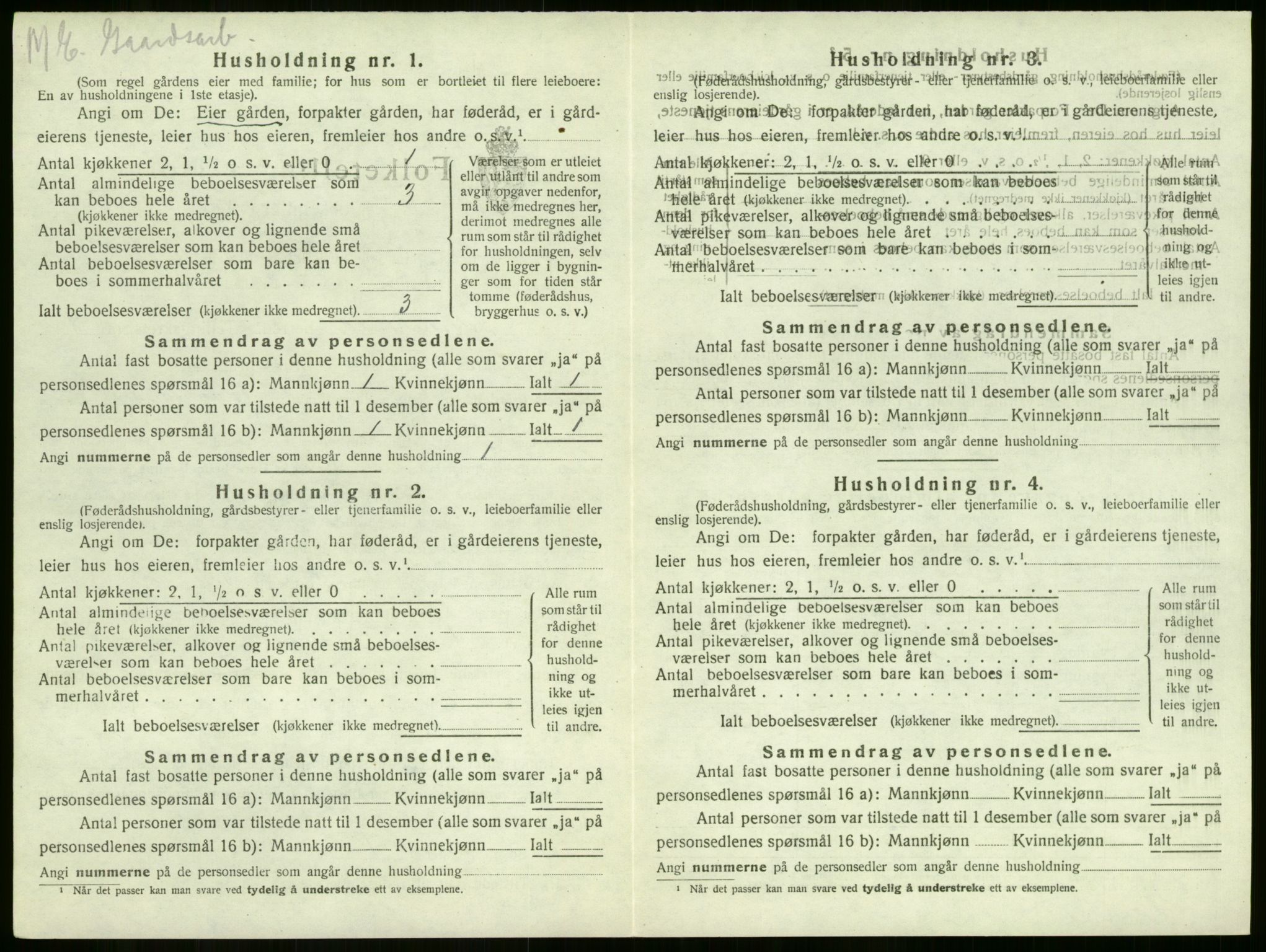 SAKO, 1920 census for Sandeherred, 1920, p. 1613