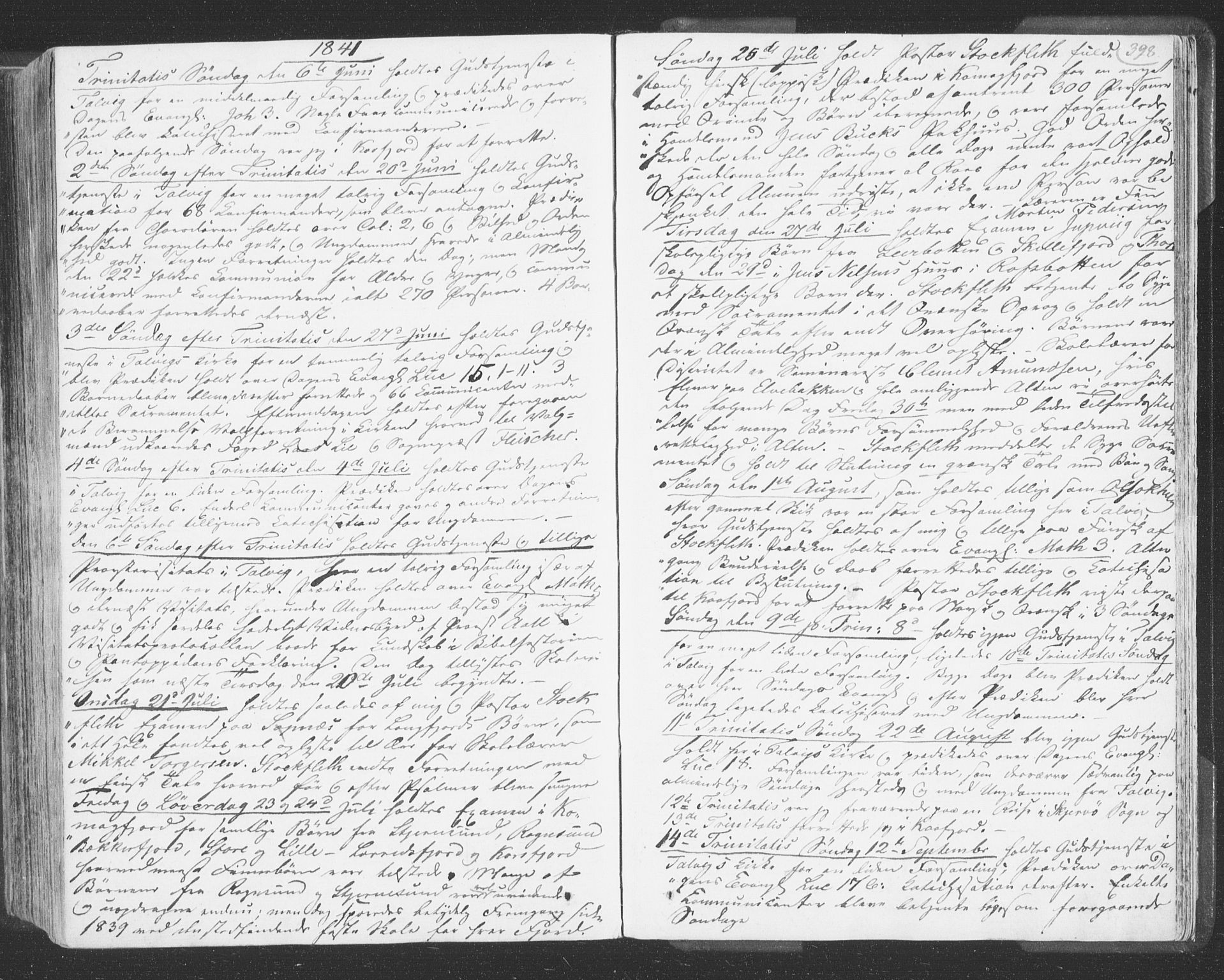 Talvik sokneprestkontor, AV/SATØ-S-1337/H/Ha/L0009kirke: Parish register (official) no. 9, 1837-1852, p. 398