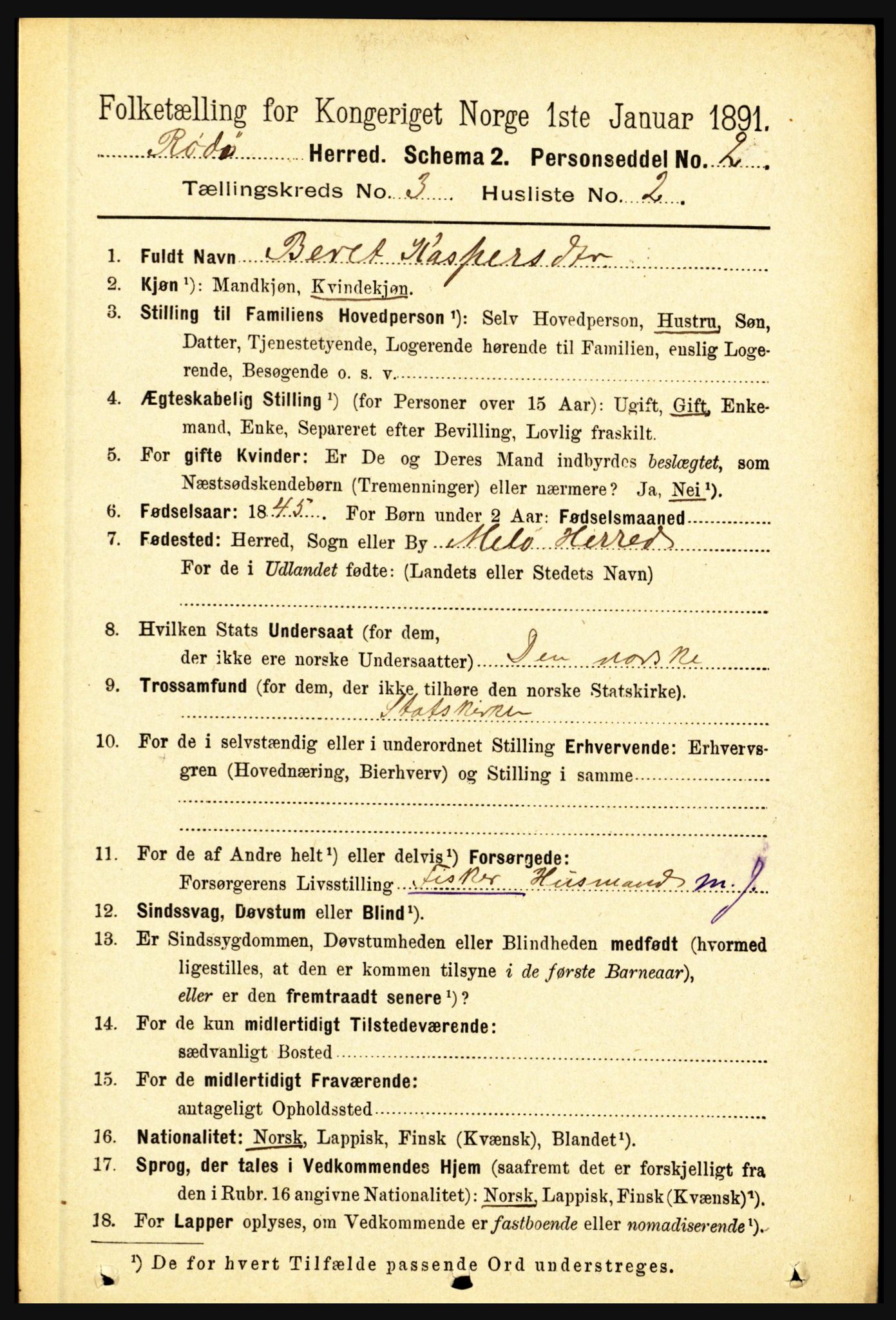 RA, 1891 census for 1836 Rødøy, 1891, p. 833