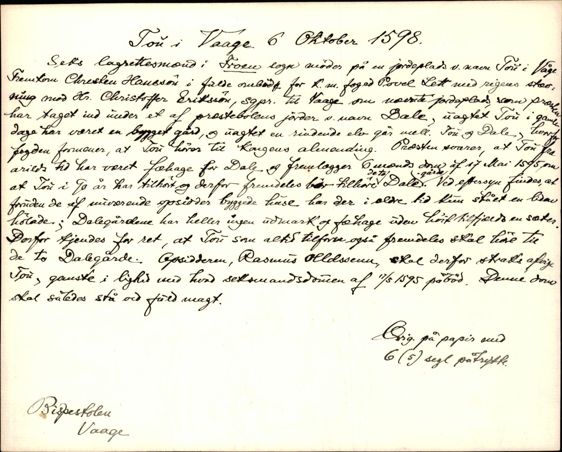 Riksarkivets diplomsamling, AV/RA-EA-5965/F35/F35k/L0002: Regestsedler: Prestearkiver fra Hedmark, Oppland, Buskerud og Vestfold, p. 165