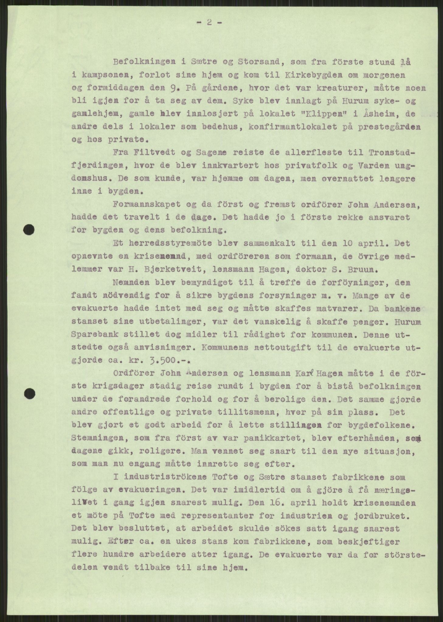 Forsvaret, Forsvarets krigshistoriske avdeling, AV/RA-RAFA-2017/Y/Ya/L0014: II-C-11-31 - Fylkesmenn.  Rapporter om krigsbegivenhetene 1940., 1940, p. 347