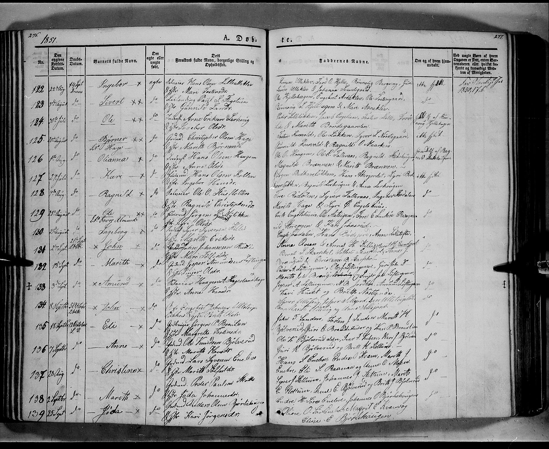 Lesja prestekontor, AV/SAH-PREST-068/H/Ha/Haa/L0006: Parish register (official) no. 6A, 1843-1854, p. 276-277