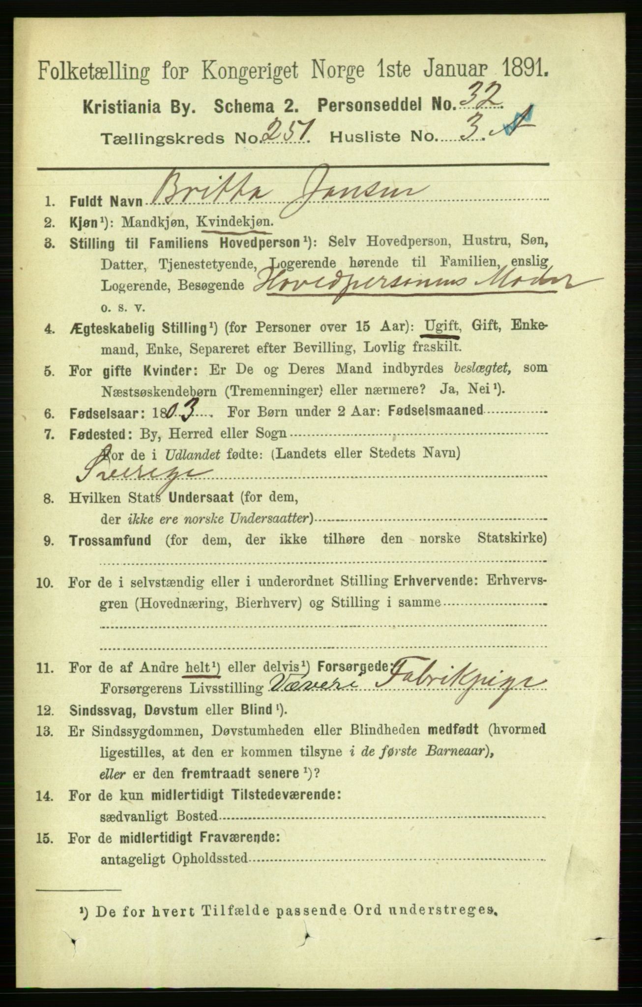 RA, 1891 census for 0301 Kristiania, 1891, p. 153096