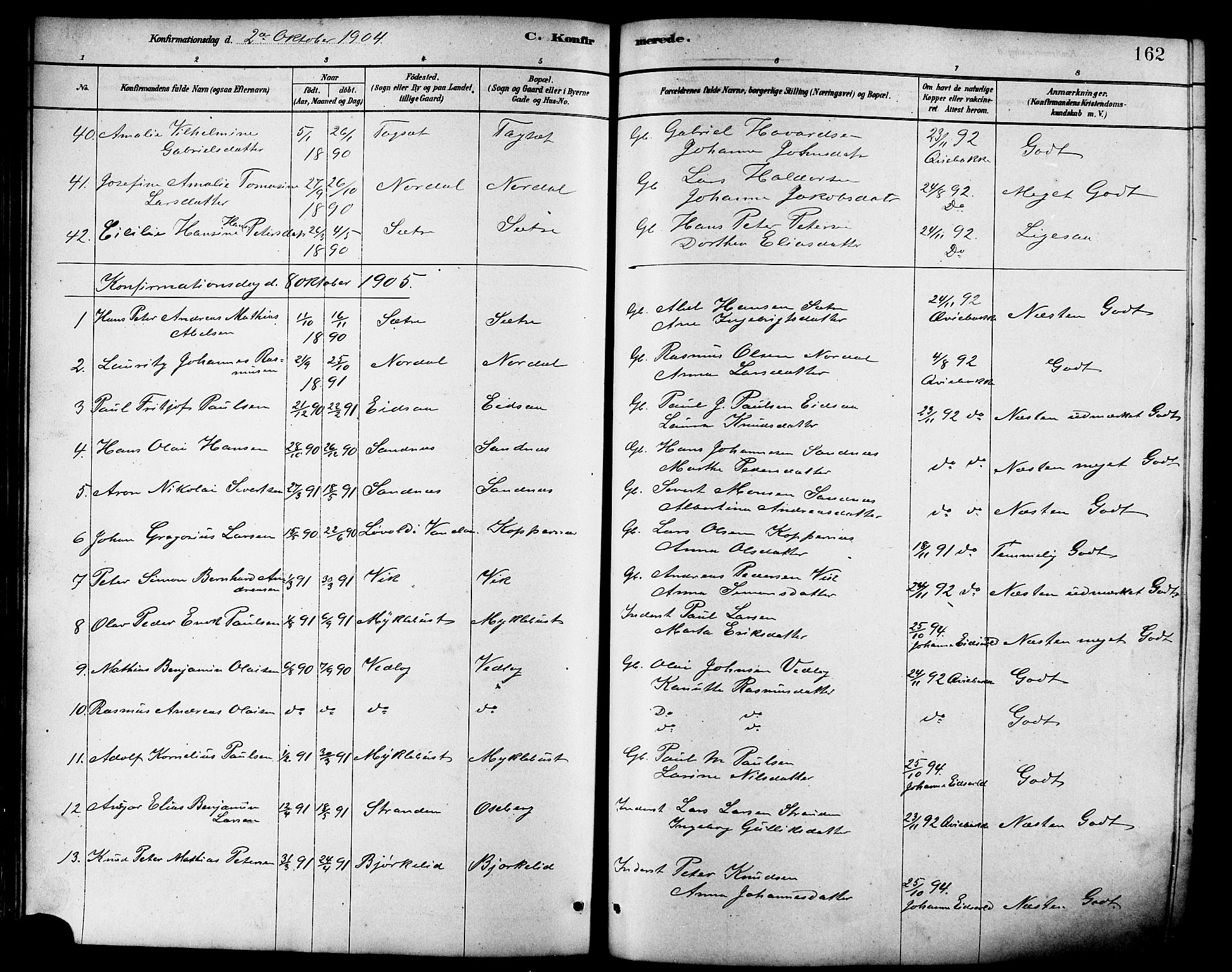 Ministerialprotokoller, klokkerbøker og fødselsregistre - Møre og Romsdal, AV/SAT-A-1454/502/L0027: Parish register (copy) no. 502C01, 1878-1908, p. 162