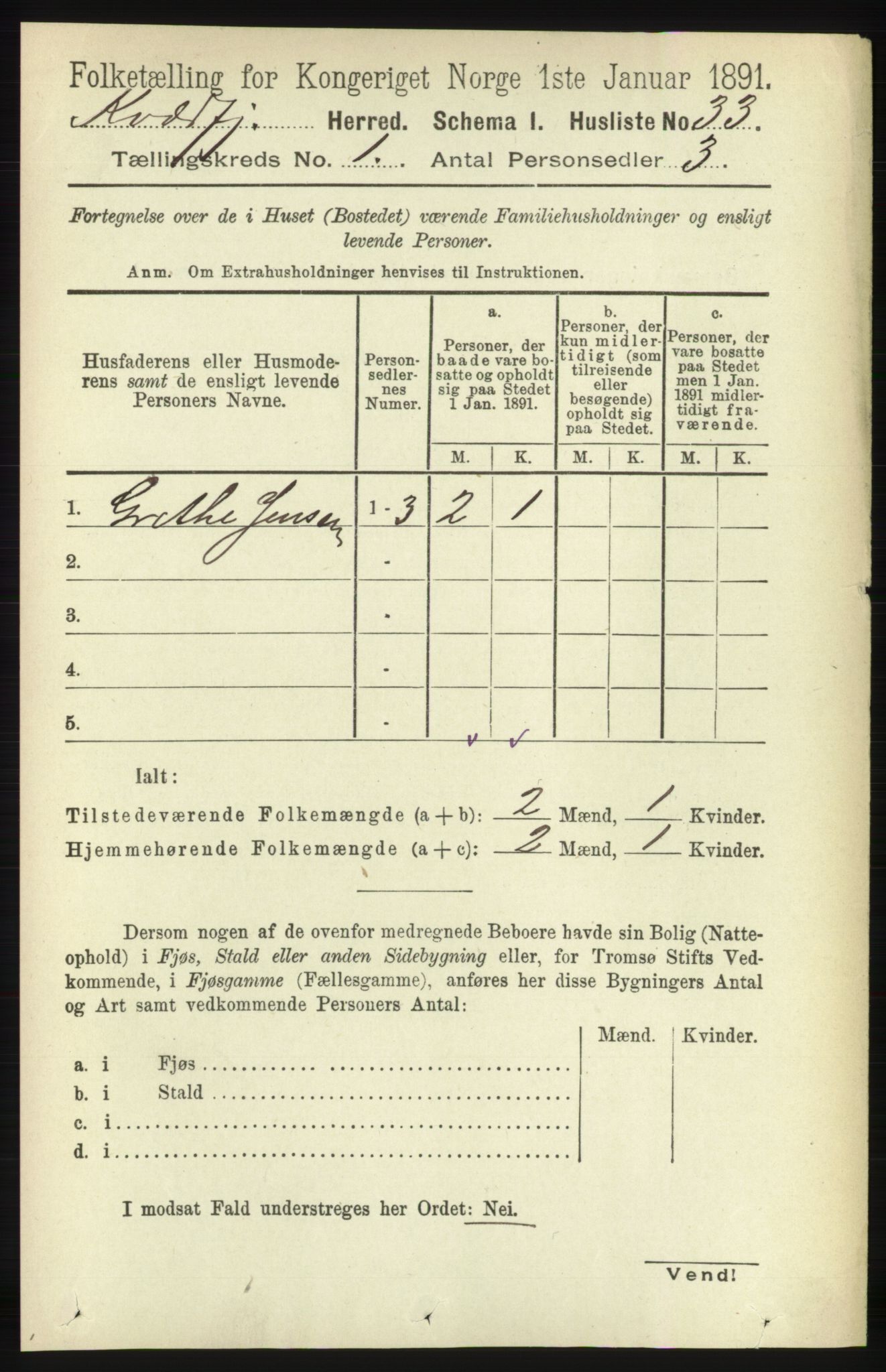 RA, 1891 census for 1911 Kvæfjord, 1891, p. 53