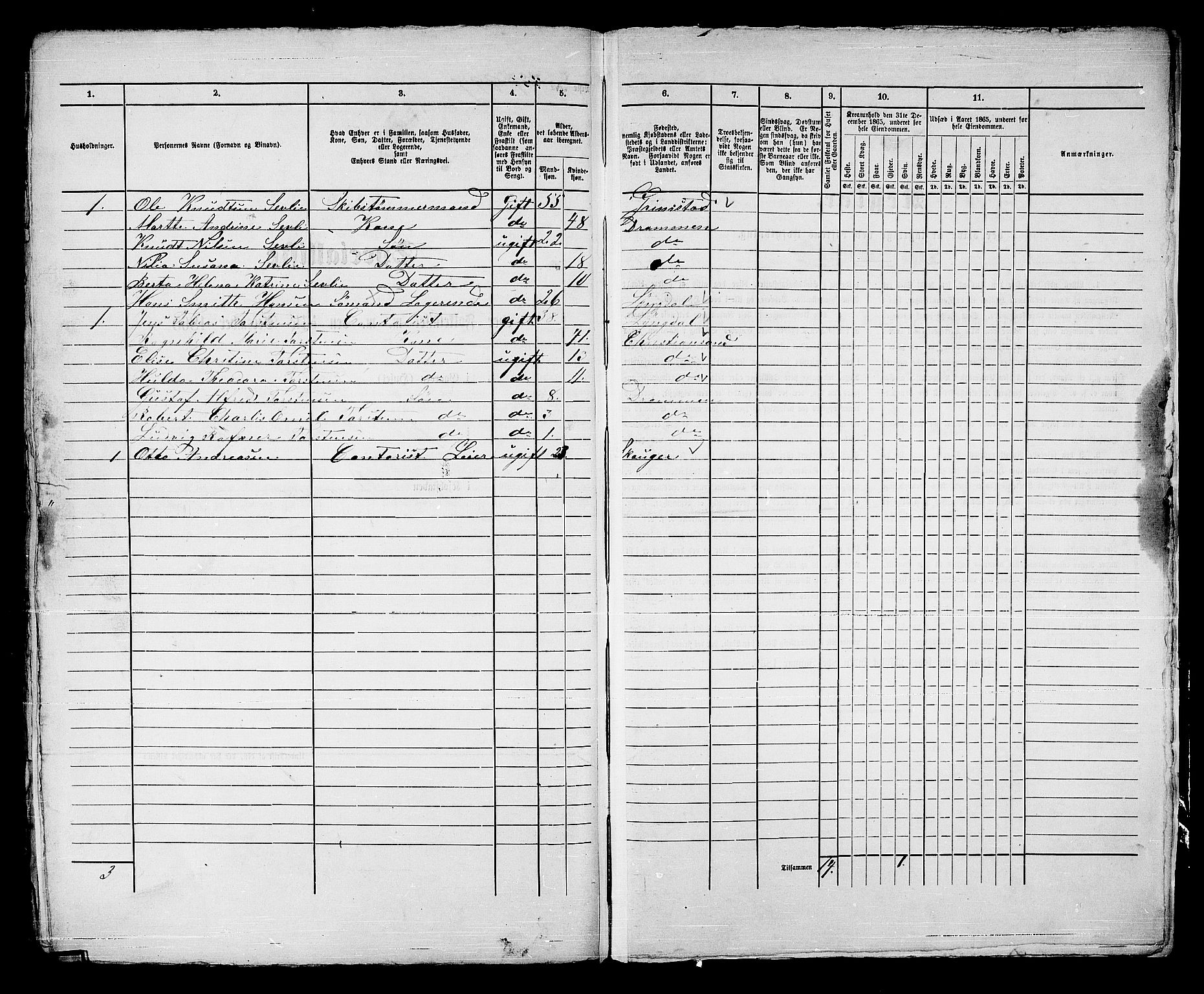 RA, 1865 census for Strømsø in Drammen, 1865, p. 609