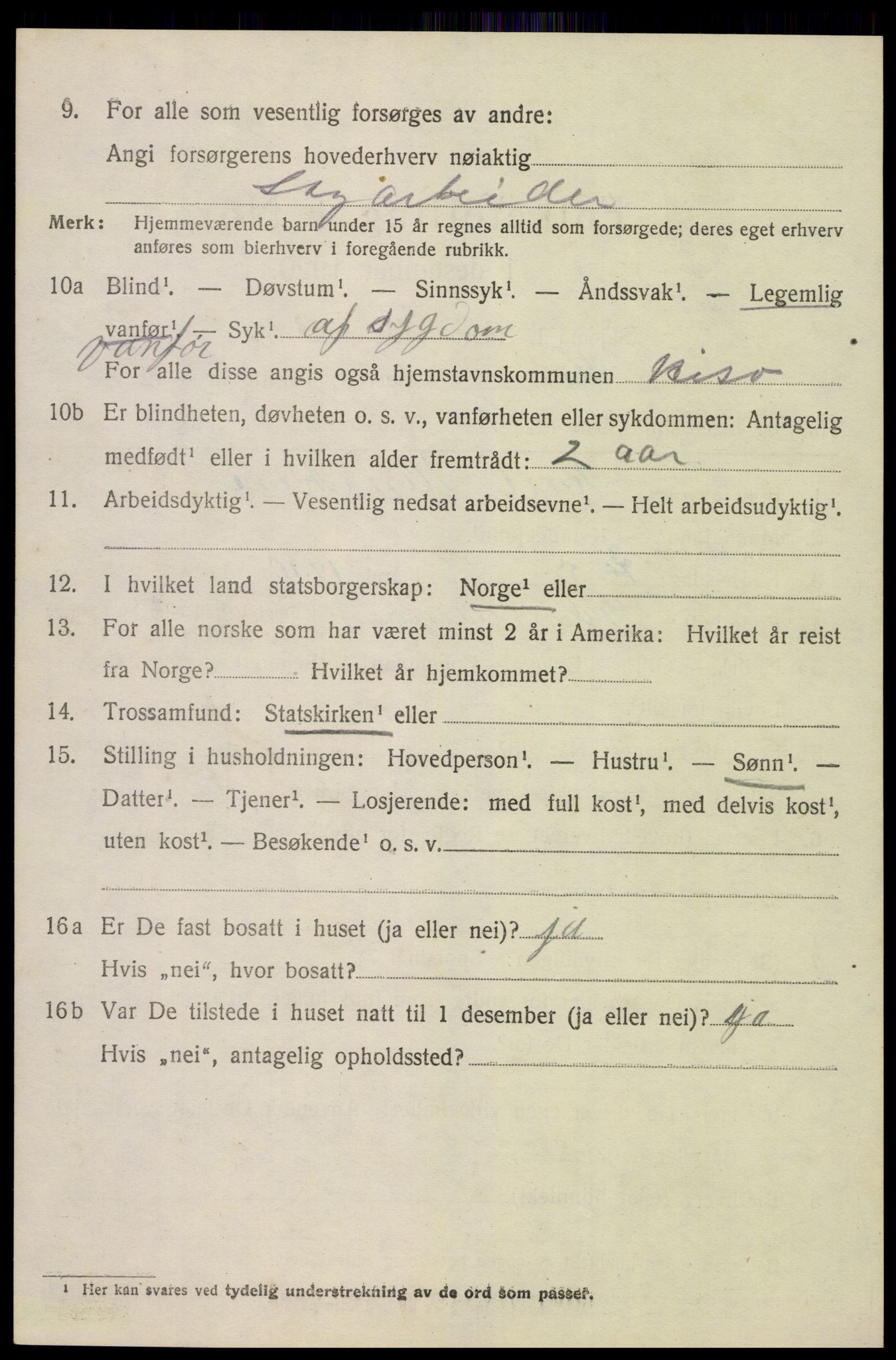 SAK, 1920 census for Hisøy, 1920, p. 2495