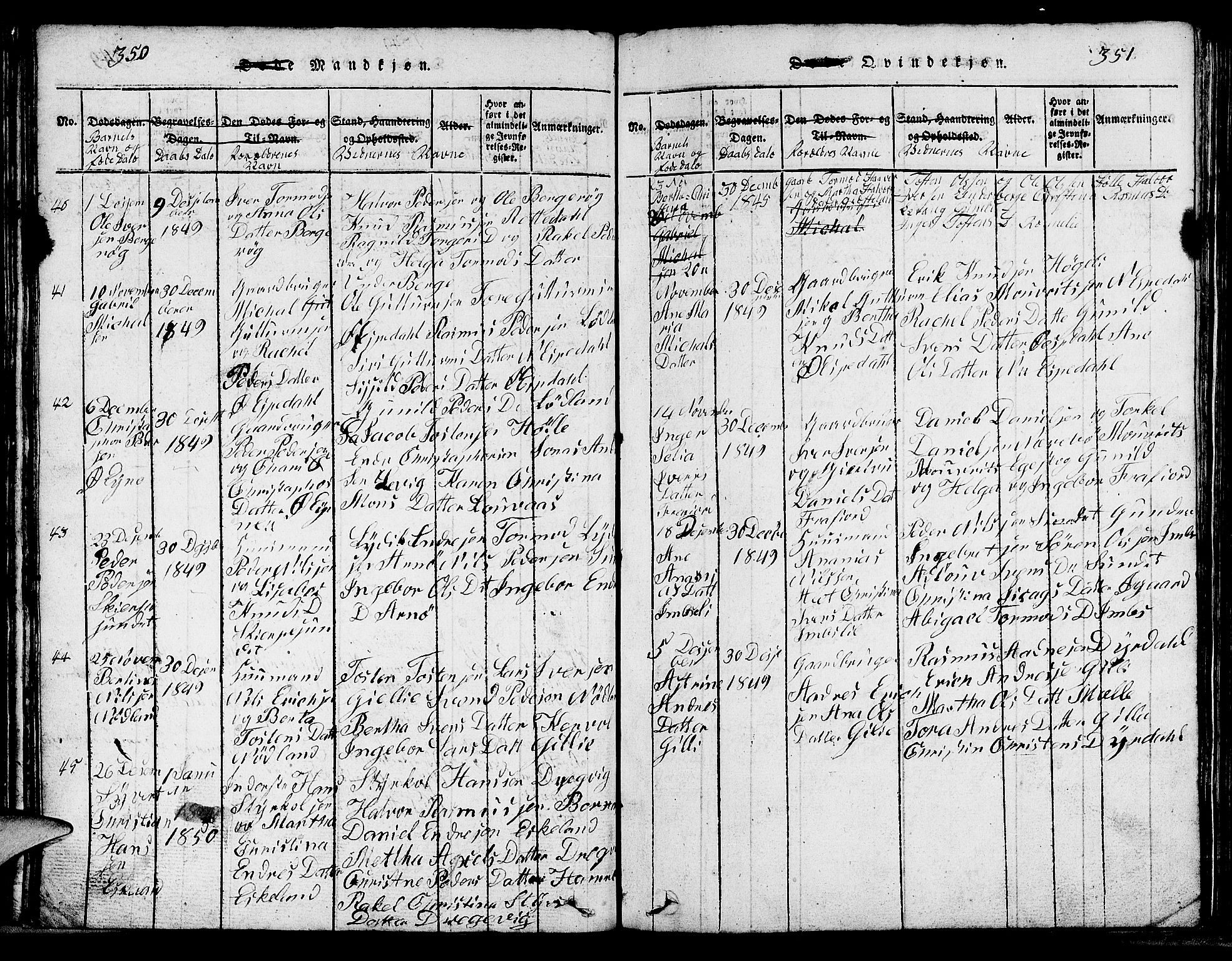 Strand sokneprestkontor, SAST/A-101828/H/Ha/Hab/L0002: Parish register (copy) no. B 2, 1816-1854, p. 350-351