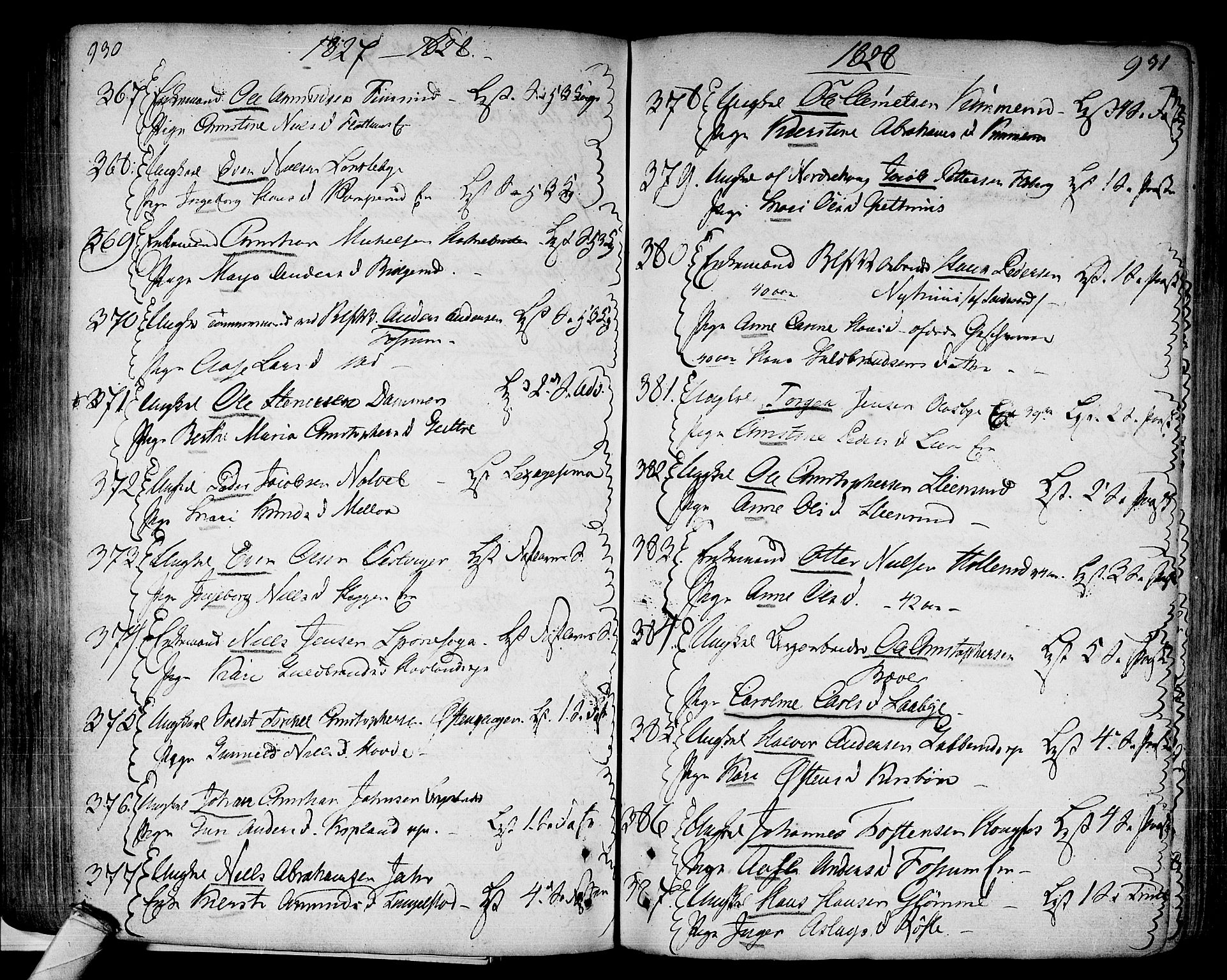 Modum kirkebøker, AV/SAKO-A-234/F/Fa/L0003: Parish register (official) no. 3, 1783-1819, p. 930-931