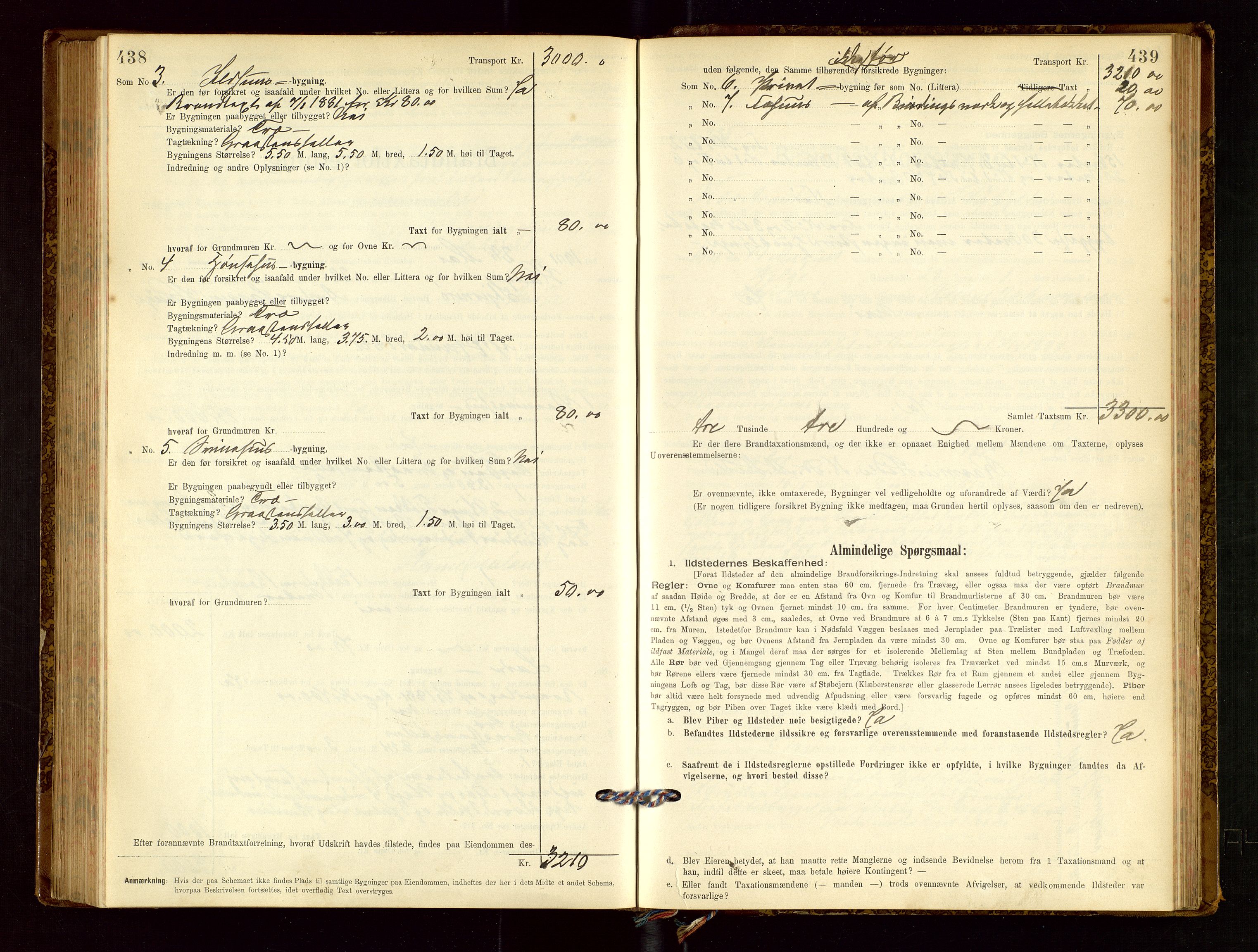 Nedstrand lensmannskontor, SAST/A-100236/Gob/L0001: "Brandtaxationsprotokol for Nerstrand Lensmandsdistrikt Ryfylke fogderi", 1895-1915, p. 438-439