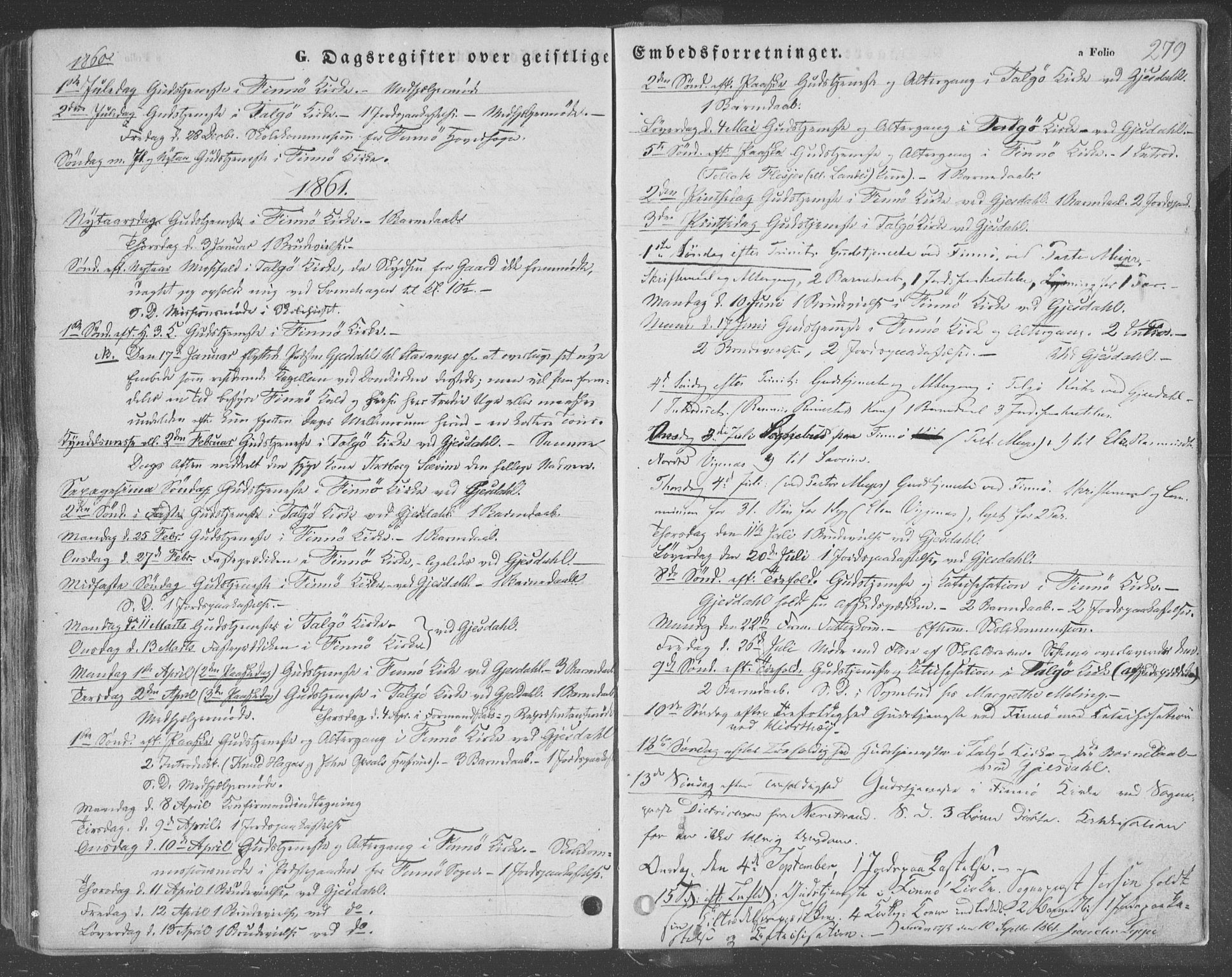 Finnøy sokneprestkontor, SAST/A-101825/H/Ha/Haa/L0007: Parish register (official) no. A 7, 1847-1862, p. 279