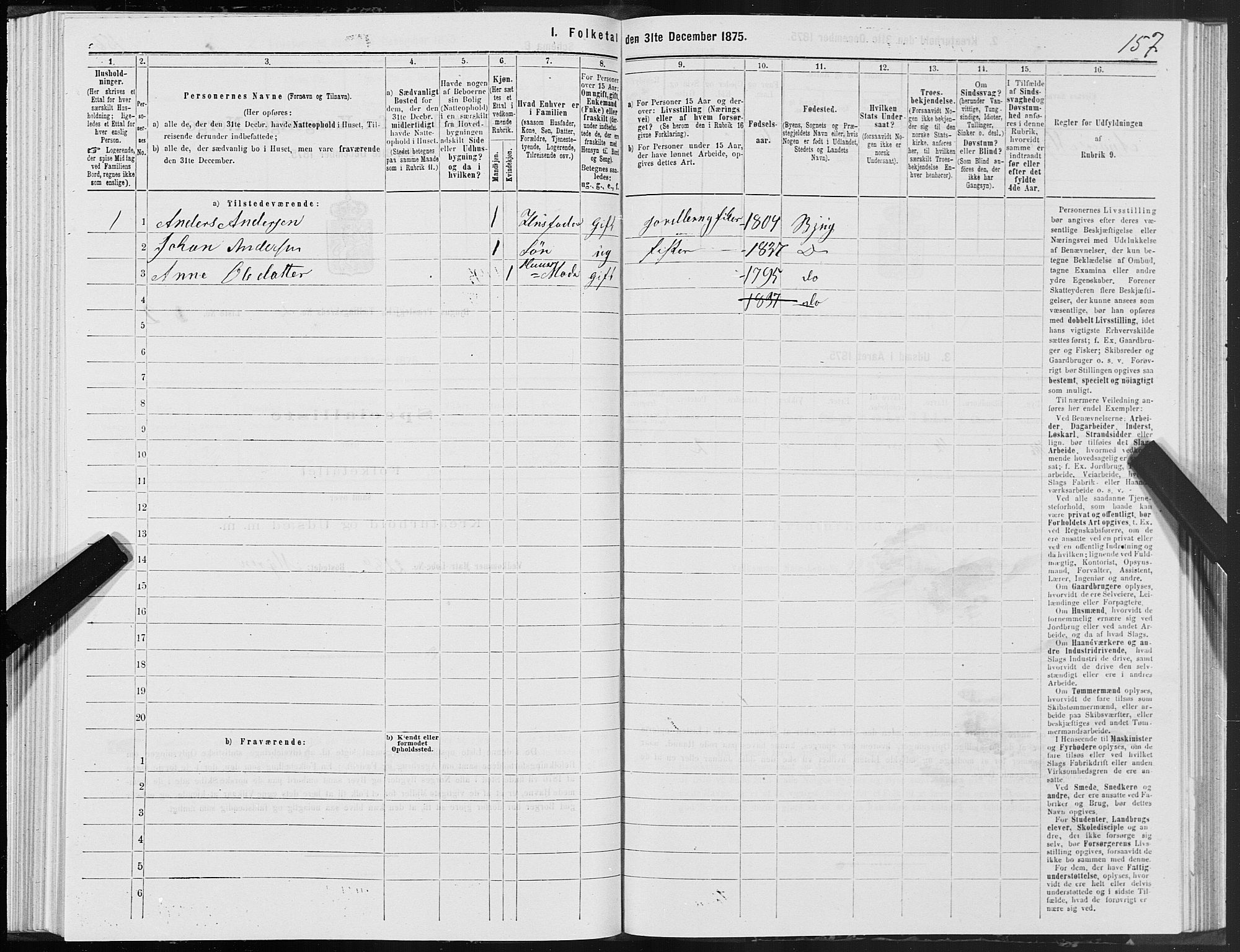 SAT, 1875 census for 1627P Bjugn, 1875, p. 2157