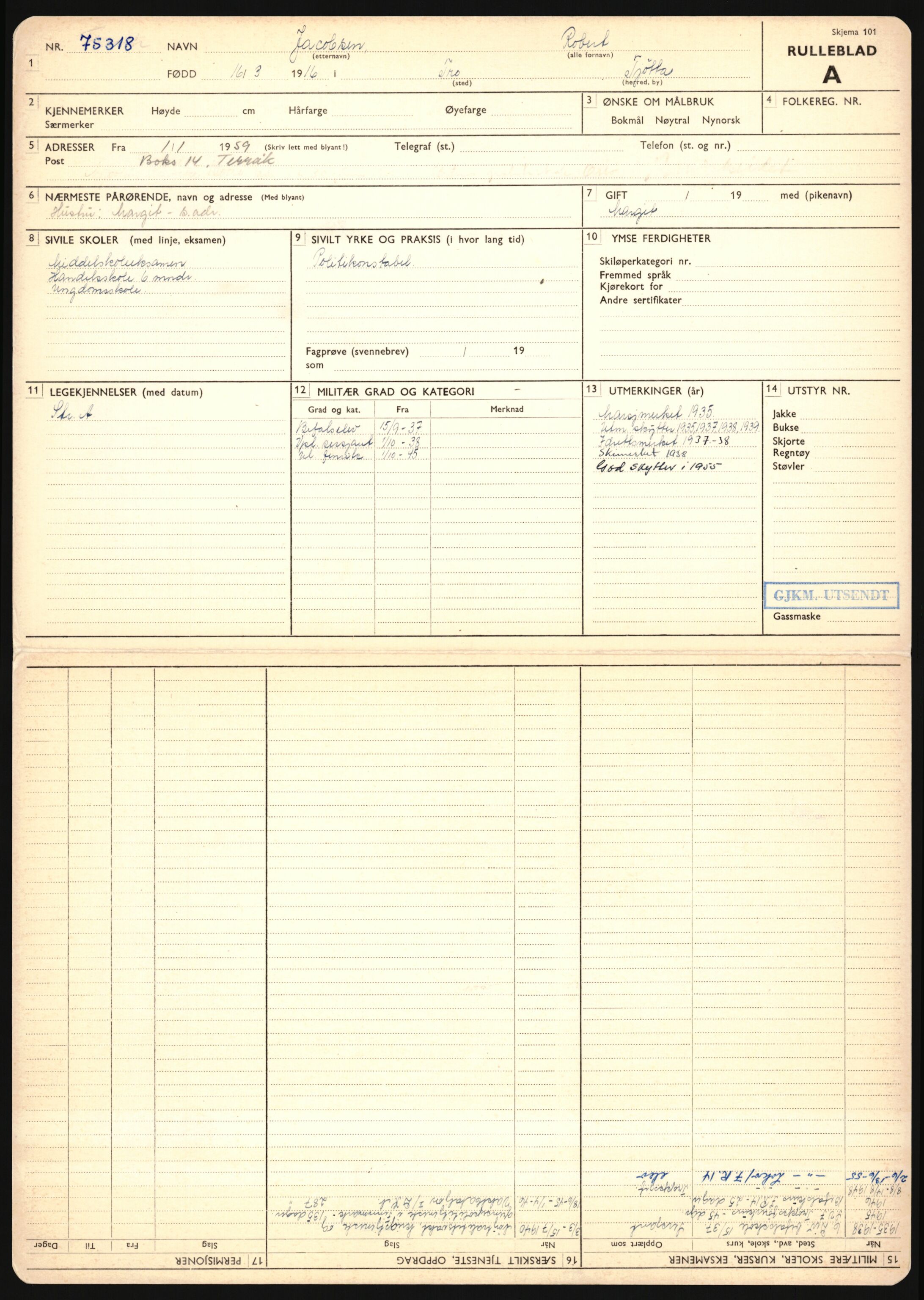 Forsvaret, Sør-Hålogaland landforsvar, AV/RA-RAFA-2552/P/Pa/L0302: Personellmapper for slettet personell, yrkesbefal og vernepliktig befal, født 1913-1916, 1932-1976, p. 441