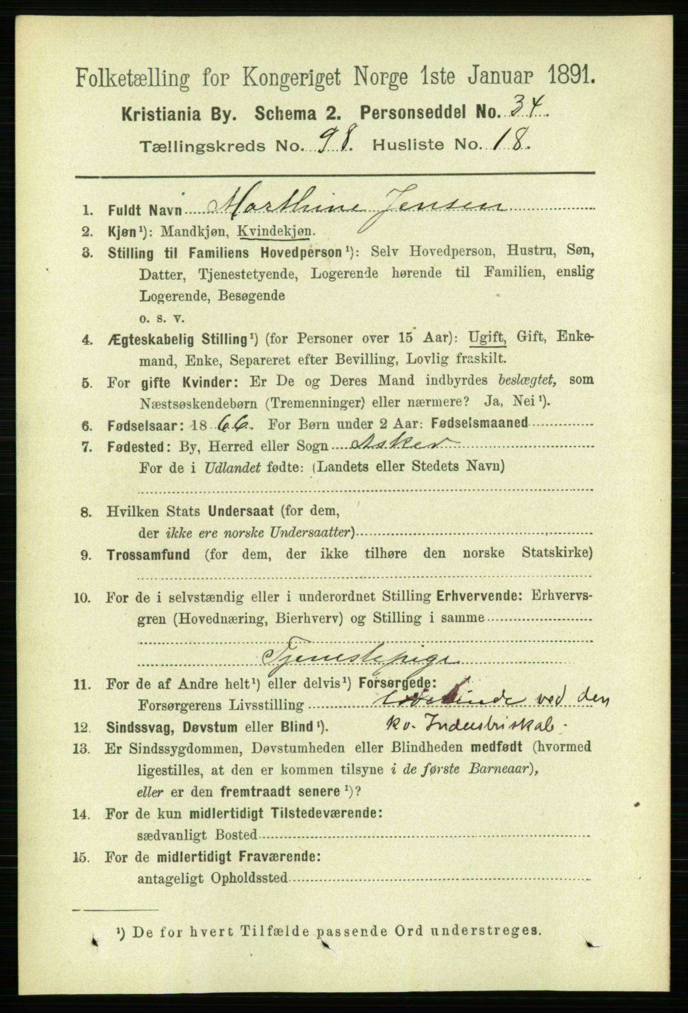 RA, 1891 census for 0301 Kristiania, 1891, p. 48266