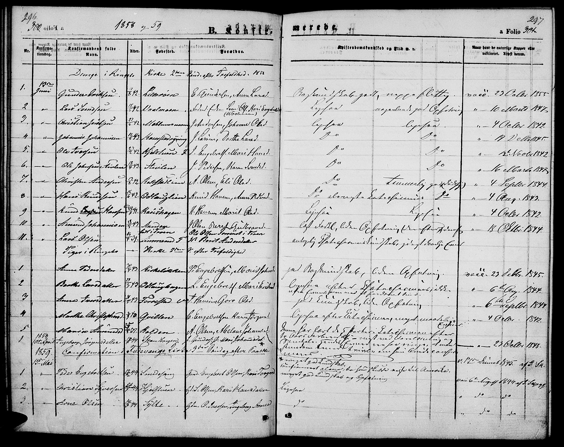 Ringebu prestekontor, SAH/PREST-082/H/Ha/Hab/L0003: Parish register (copy) no. 3, 1854-1866, p. 296-297