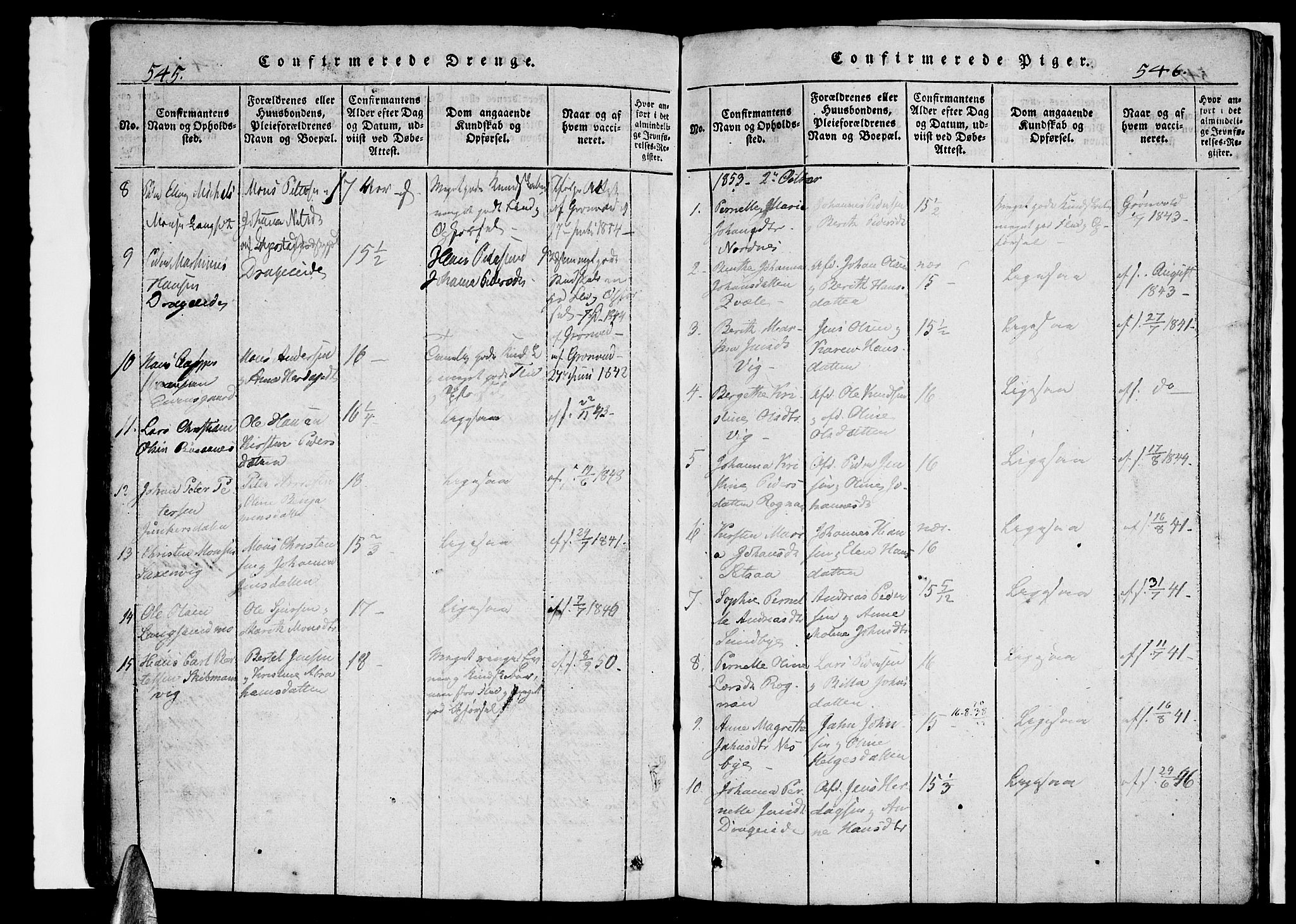 Ministerialprotokoller, klokkerbøker og fødselsregistre - Nordland, AV/SAT-A-1459/847/L0676: Parish register (copy) no. 847C04, 1821-1853, p. 545-546