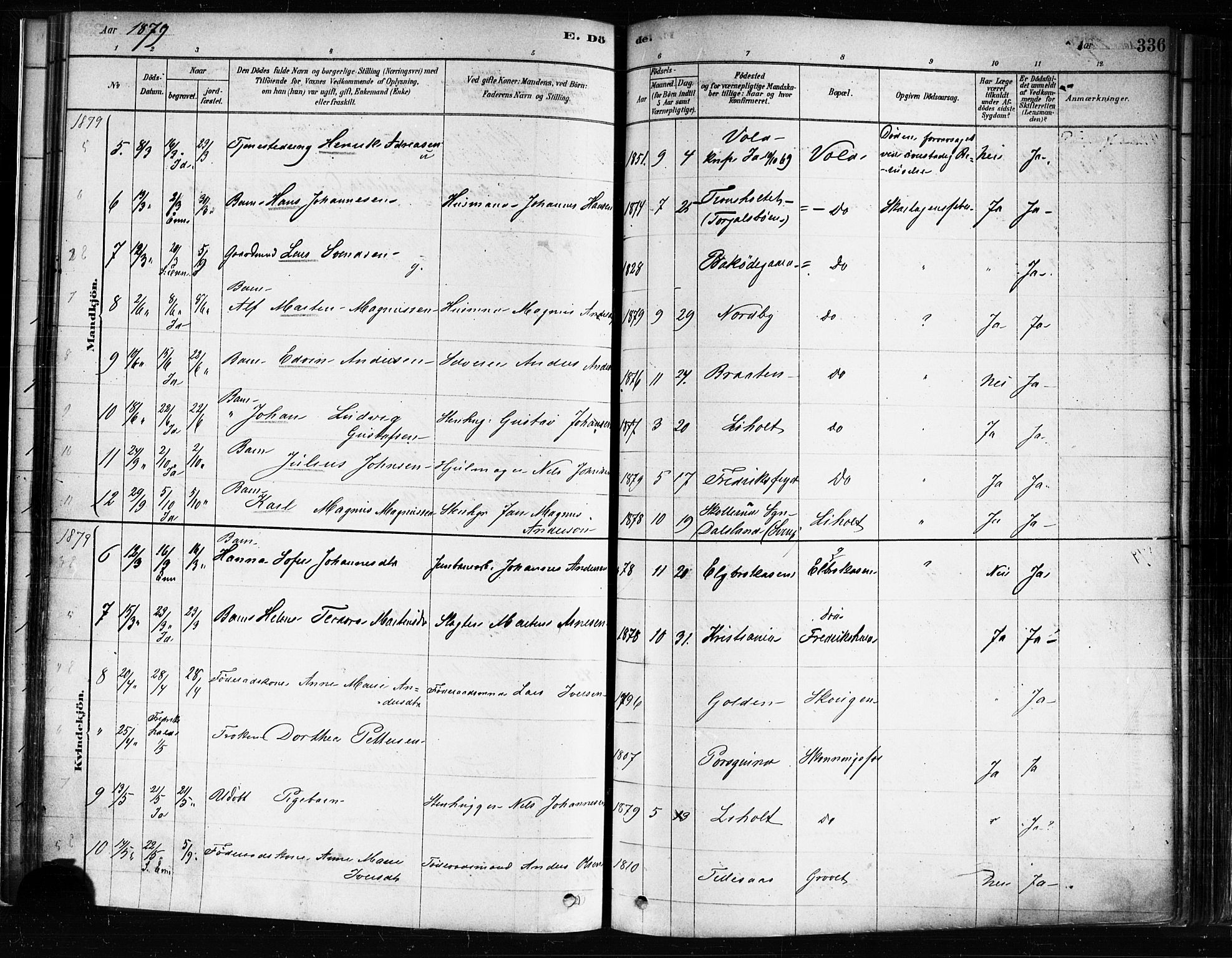 Idd prestekontor Kirkebøker, SAO/A-10911/F/Fc/L0006b: Parish register (official) no. III 6B, 1878-1903, p. 336
