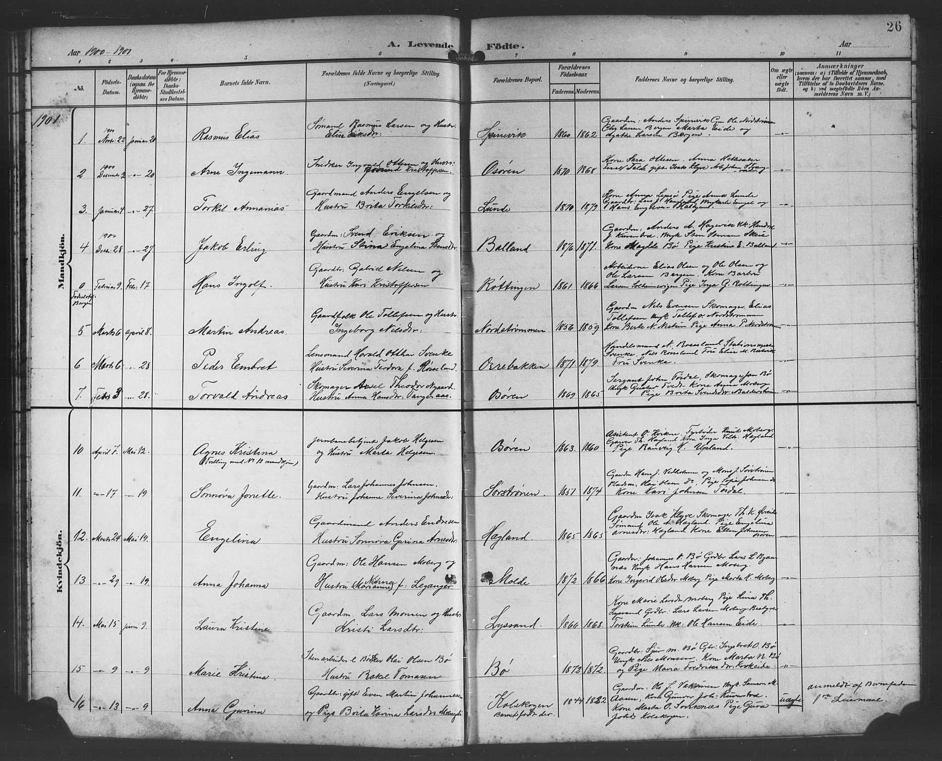 Os sokneprestembete, AV/SAB-A-99929: Parish register (copy) no. A 3, 1897-1913, p. 26