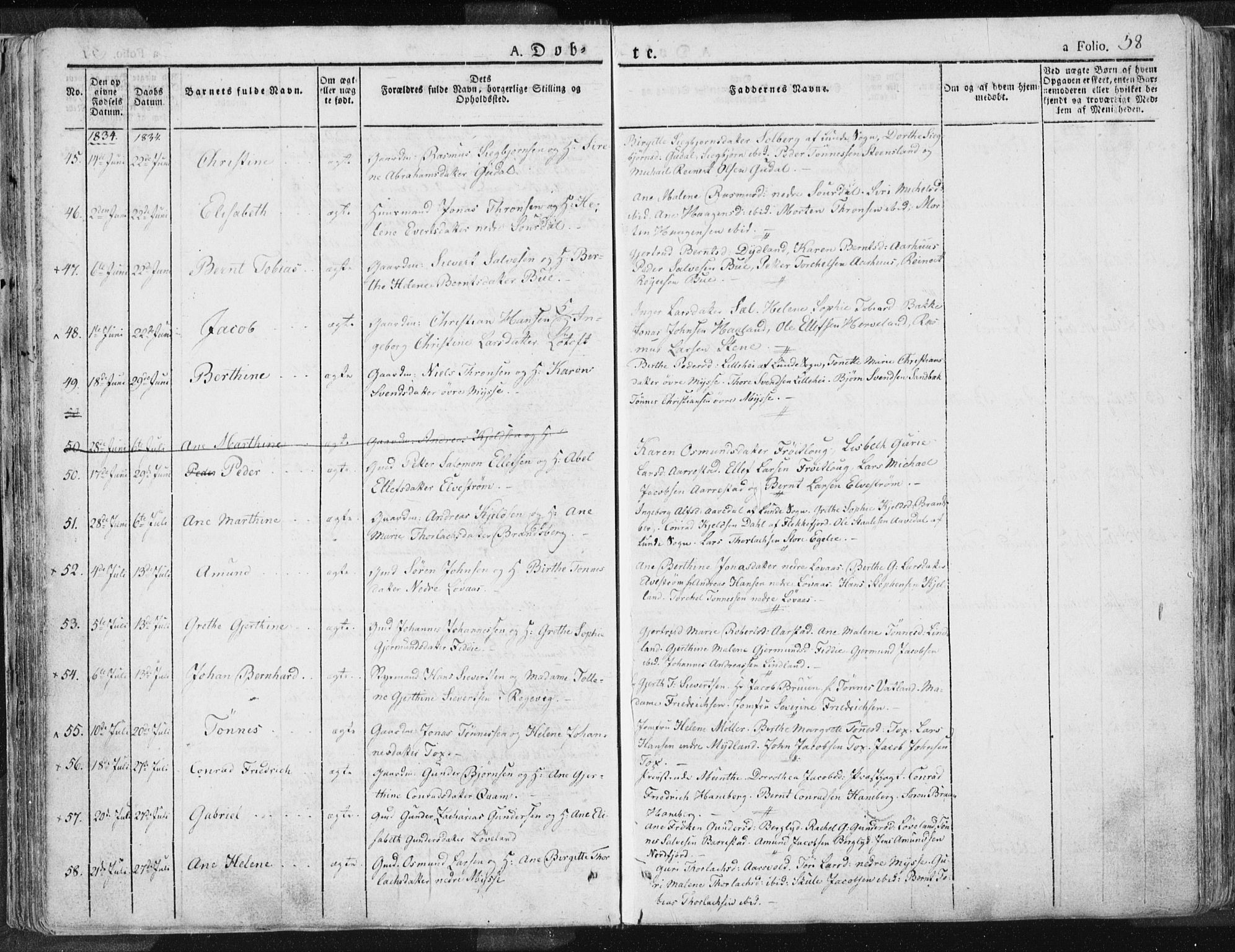 Sokndal sokneprestkontor, AV/SAST-A-101808: Parish register (official) no. A 7.1, 1826-1842, p. 58