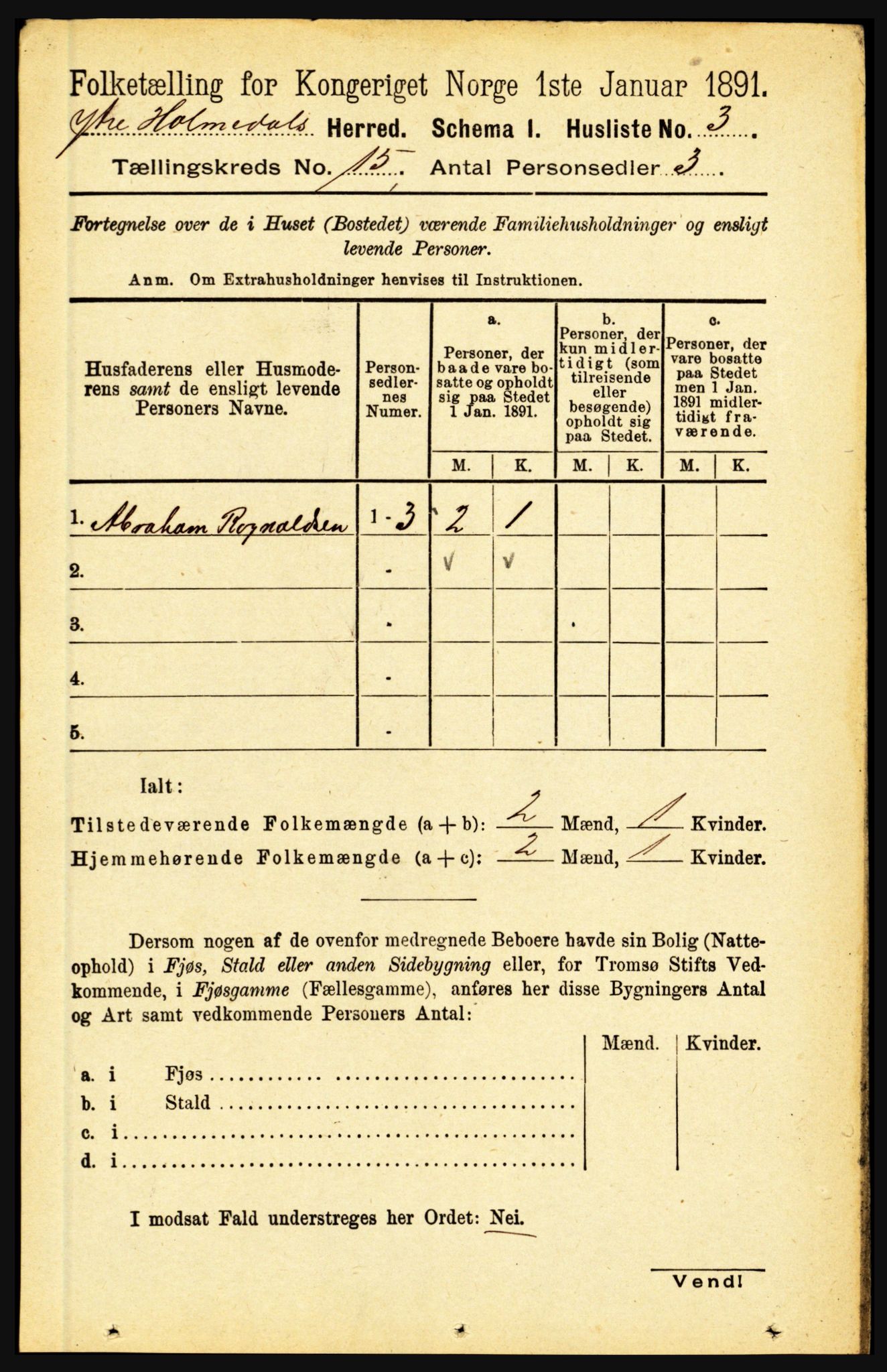 RA, 1891 census for 1429 Ytre Holmedal, 1891, p. 3959