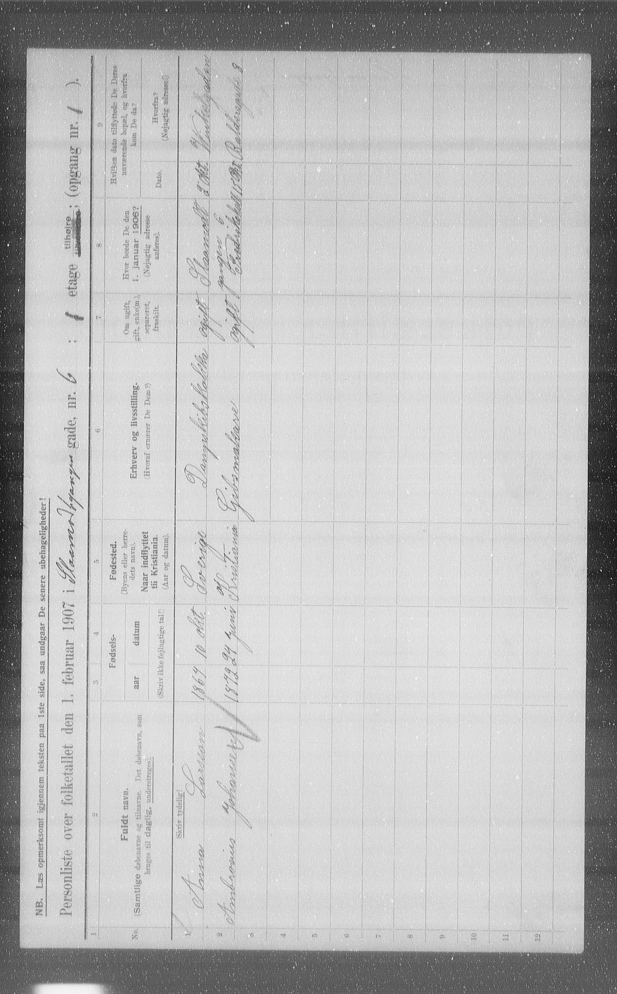 OBA, Municipal Census 1907 for Kristiania, 1907, p. 49501