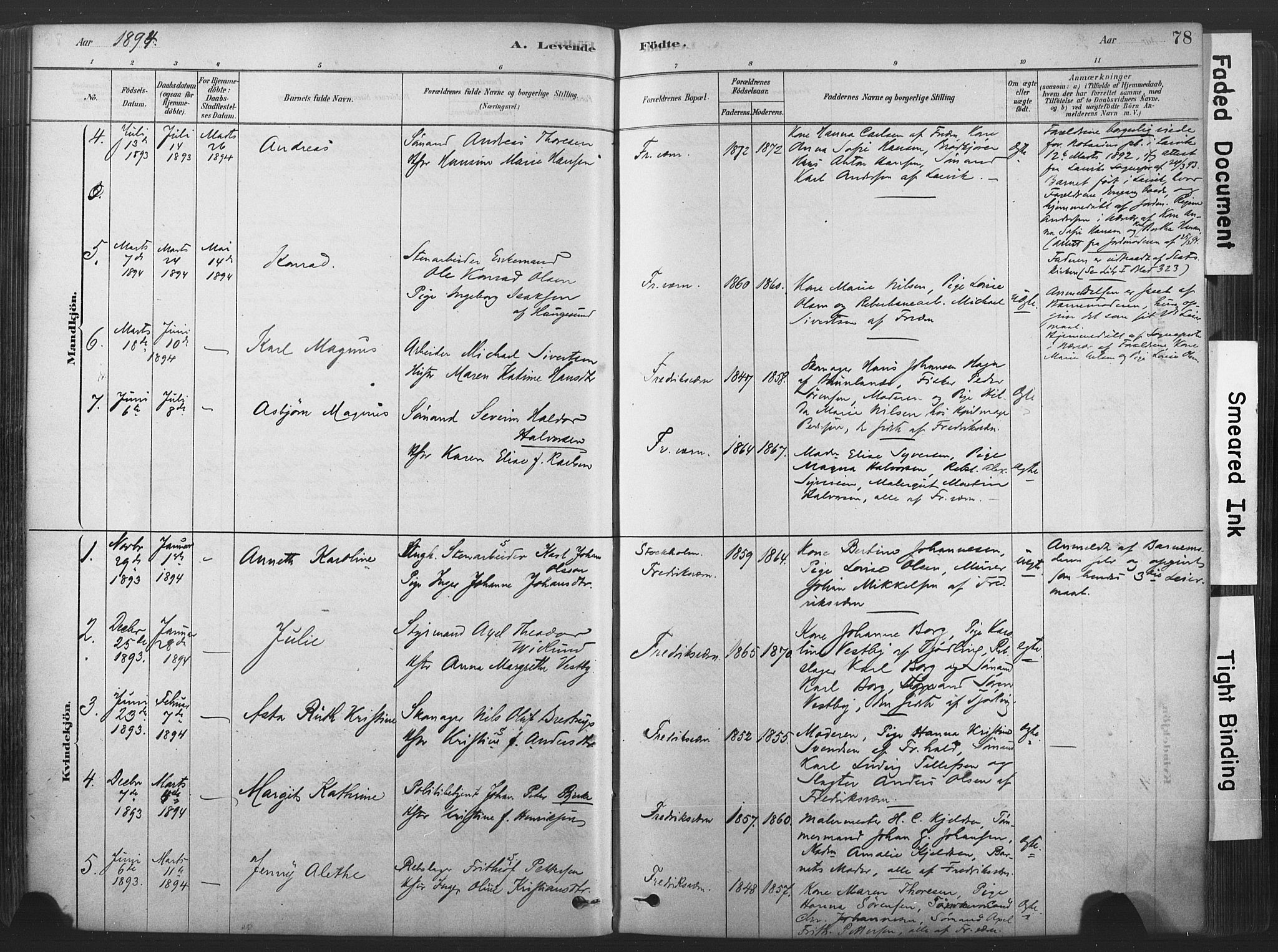 Stavern kirkebøker, SAKO/A-318/F/Fa/L0008: Parish register (official) no. 8, 1878-1905, p. 78