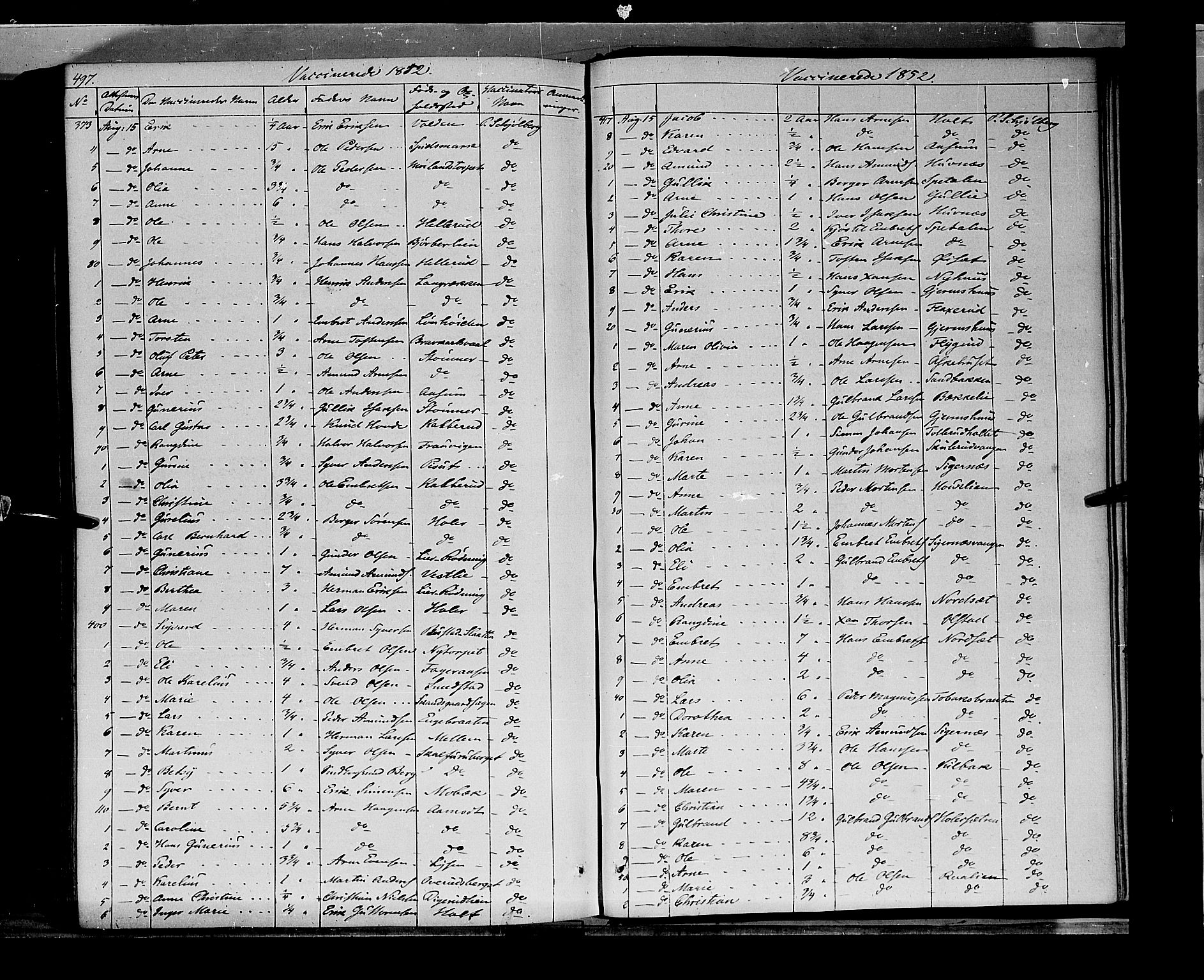 Vinger prestekontor, AV/SAH-PREST-024/H/Ha/Haa/L0009: Parish register (official) no. 9, 1847-1855, p. 497